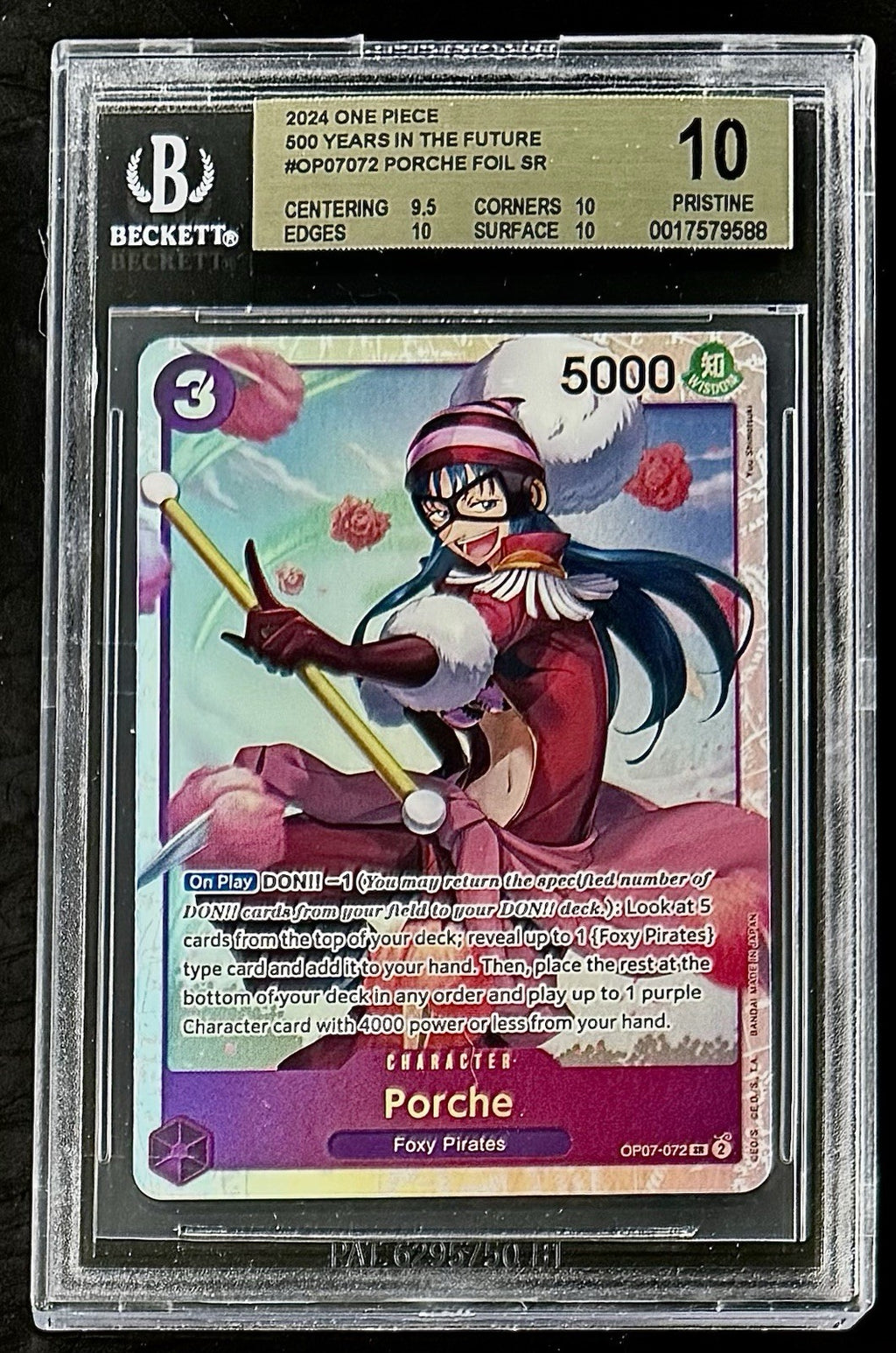 BGS 10 One Piece OP07-072 SR Porche - English - 500 Years in the Future - Graded
