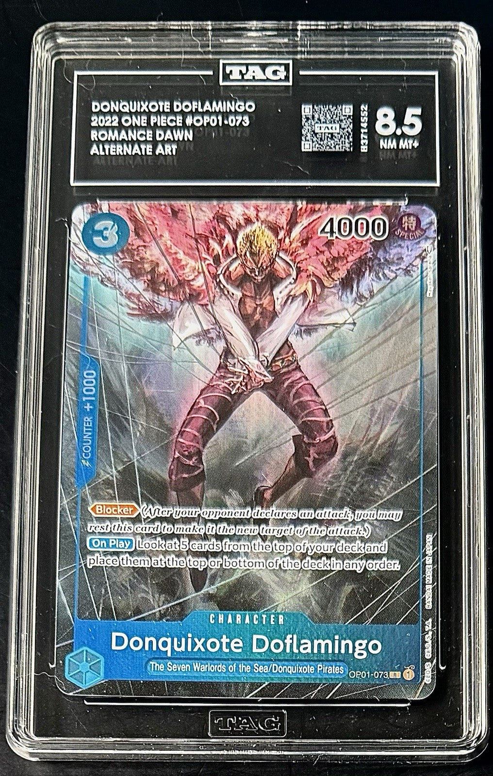 TAG 8.5 One Piece OP01-073 R - Donquixote Doflamingo -Alt Art- EN - Romance Dawn