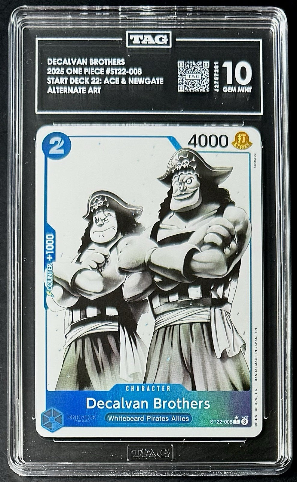 TAG 10 One Piece ST22-008 C* Decalvan Brothers- EN - Foil - Ace & Newgate-Graded