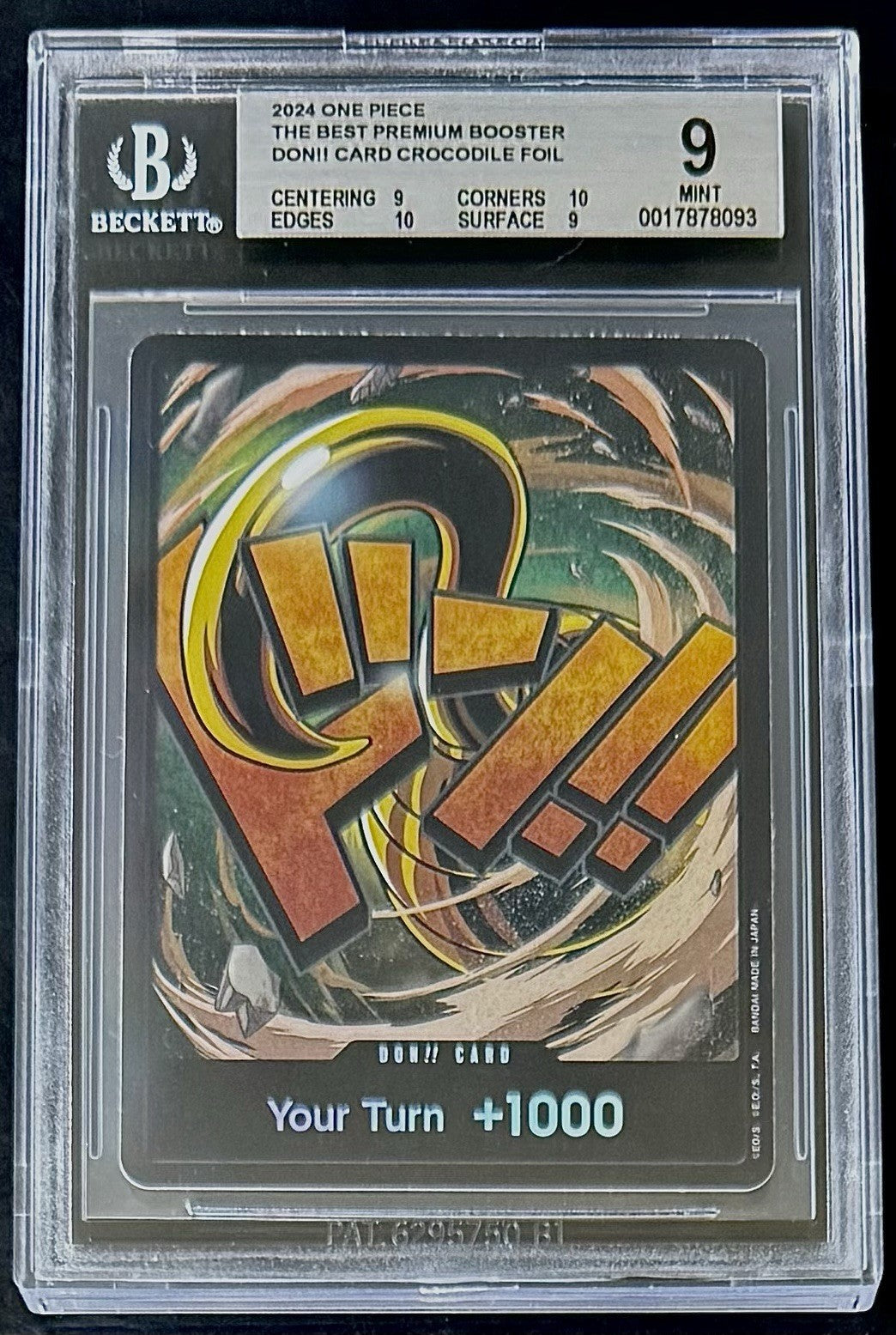 BGS 9 One Piece Don!! Card Crocodile - English - Foil - PRB01 - Graded