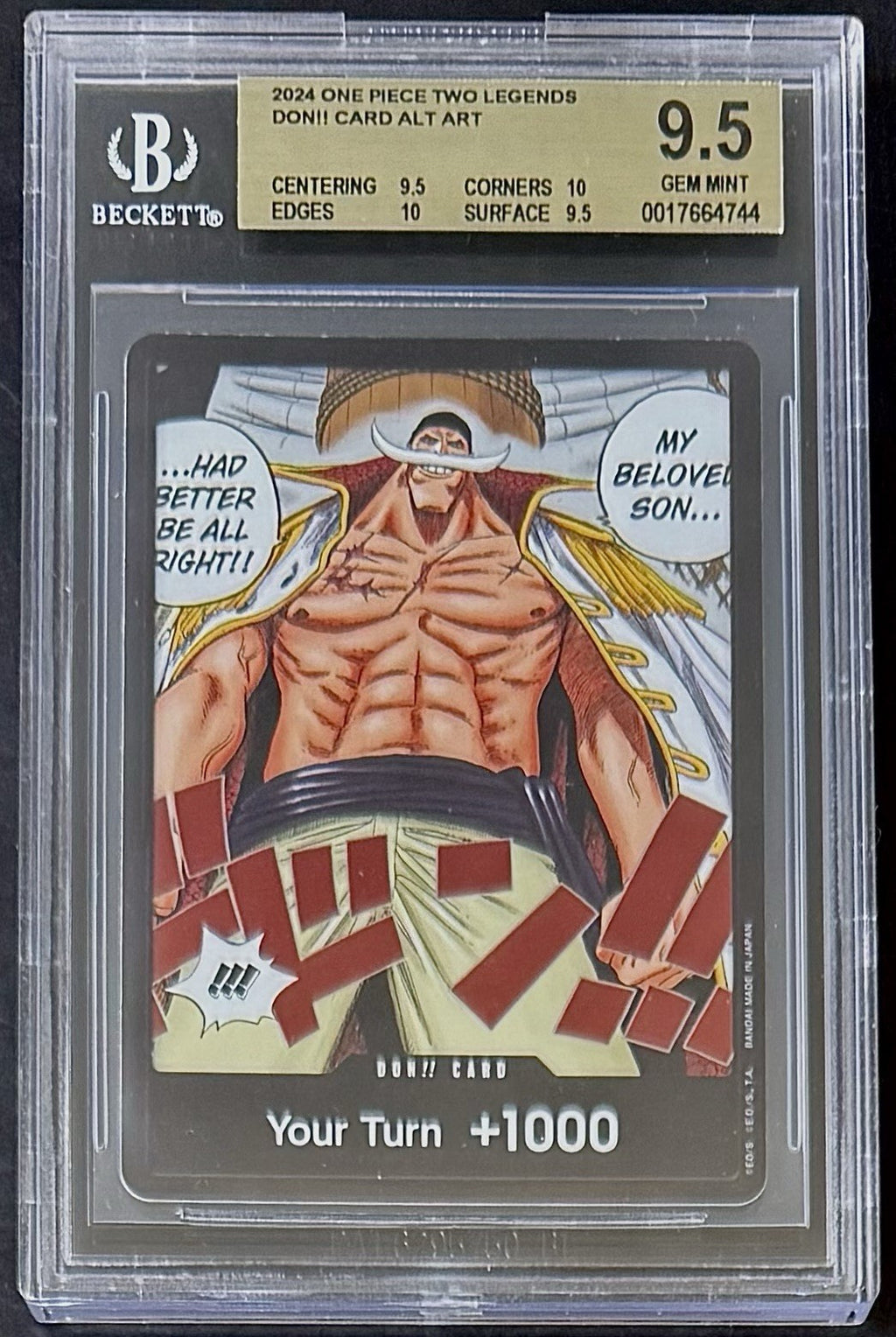 BGS 9.5 One Piece OP08 Don!! Card Alt Art - English - Two Legends - Graded
