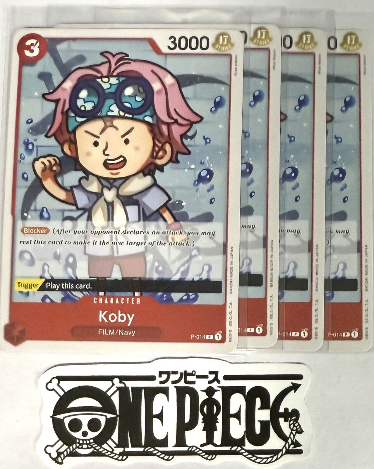 4x One Piece P-014 P Koby - Regular - English - Play Set - TCG - Mint