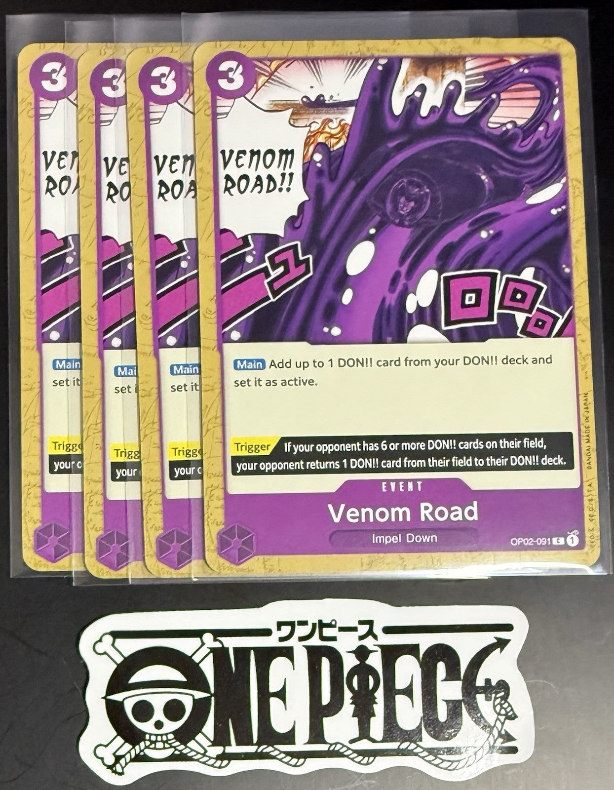 4x One Piece OP02-091 C Venom Road - English - Playset - Regular - TCG - NM/M
