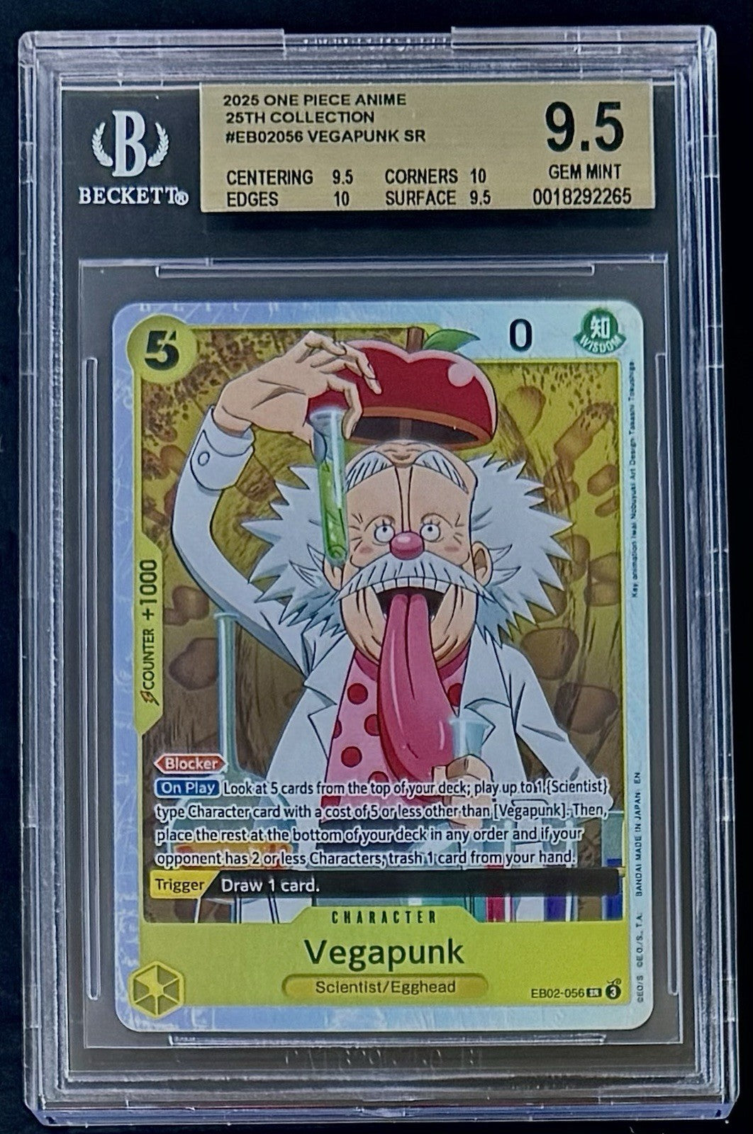 BGS 9.5 One Piece EB02-056 SR Vegapunk - English - 25th Collection - Graded