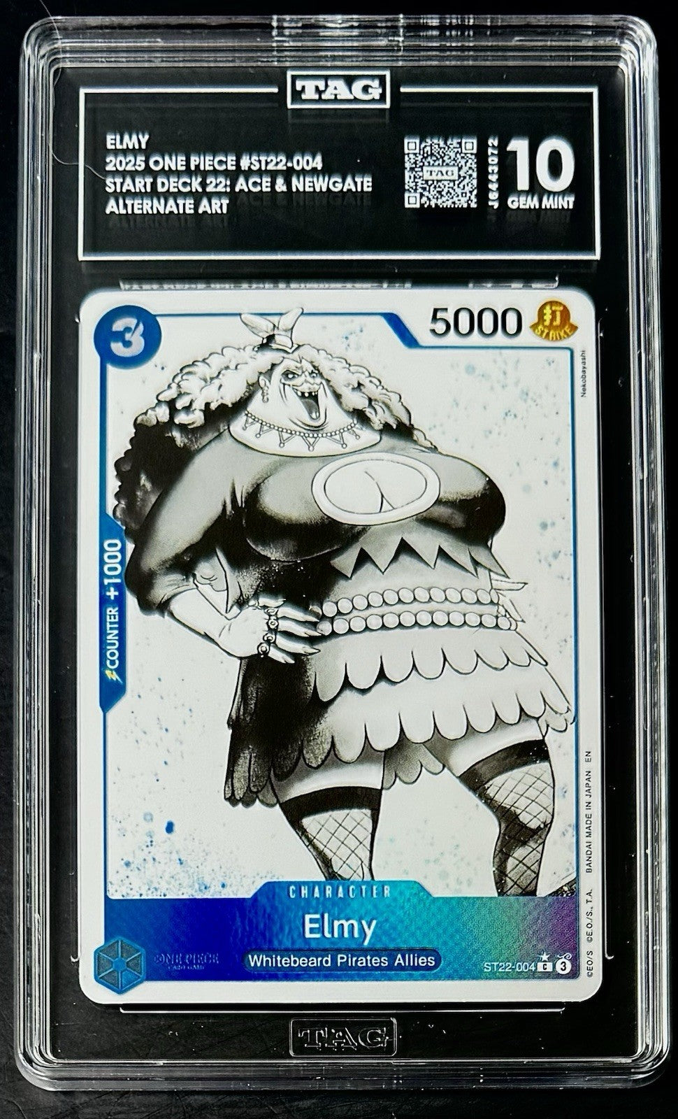 TAG 10 One Piece ST22-004 C* Elmy - Alt Art - EN - Foil - Ace & Newgate - Graded