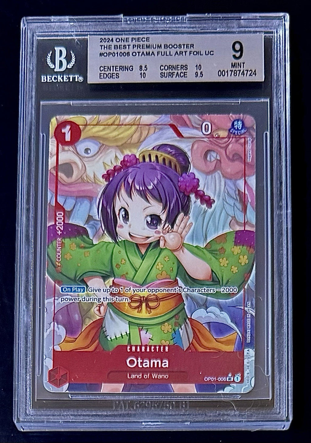 BGS 9 One Piece OP01-006 UC* Otamo Full Art Foil - English - PRB01 - Graded