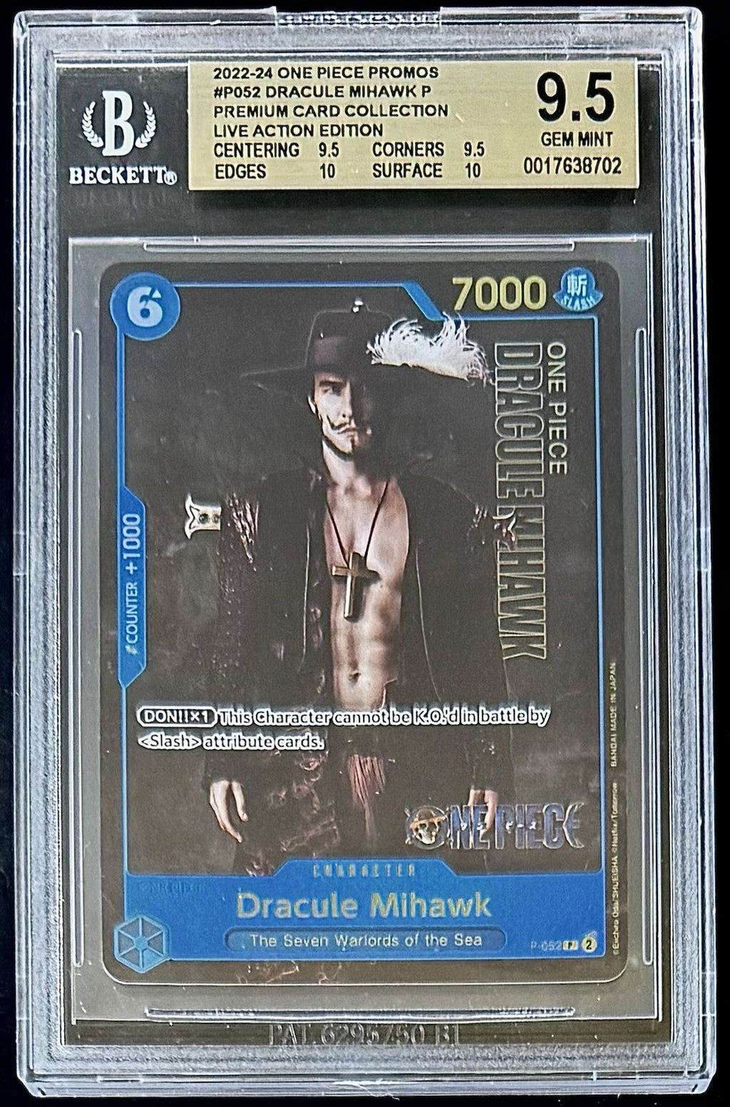 BGS 9.5 One Piece P-052 P - Dracule Mihawk - EN - Premium Collection Live Action