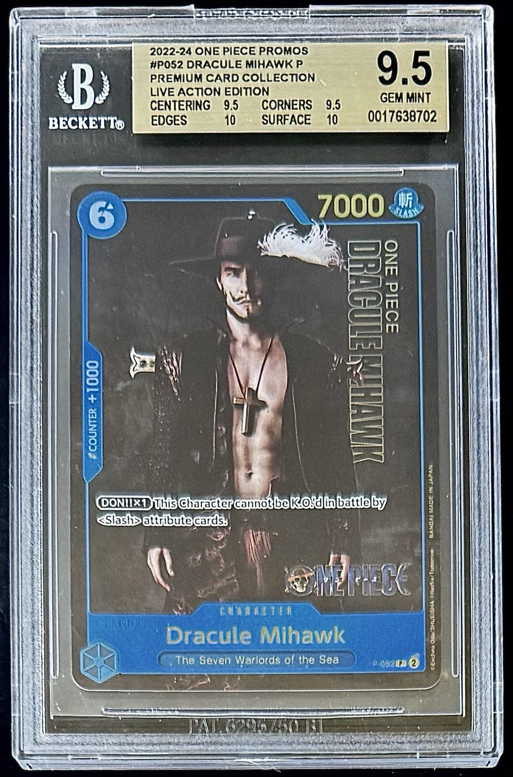 BGS 9.5 One Piece P-052 P - Dracule Mihawk - EN - Premium Collection Live Action