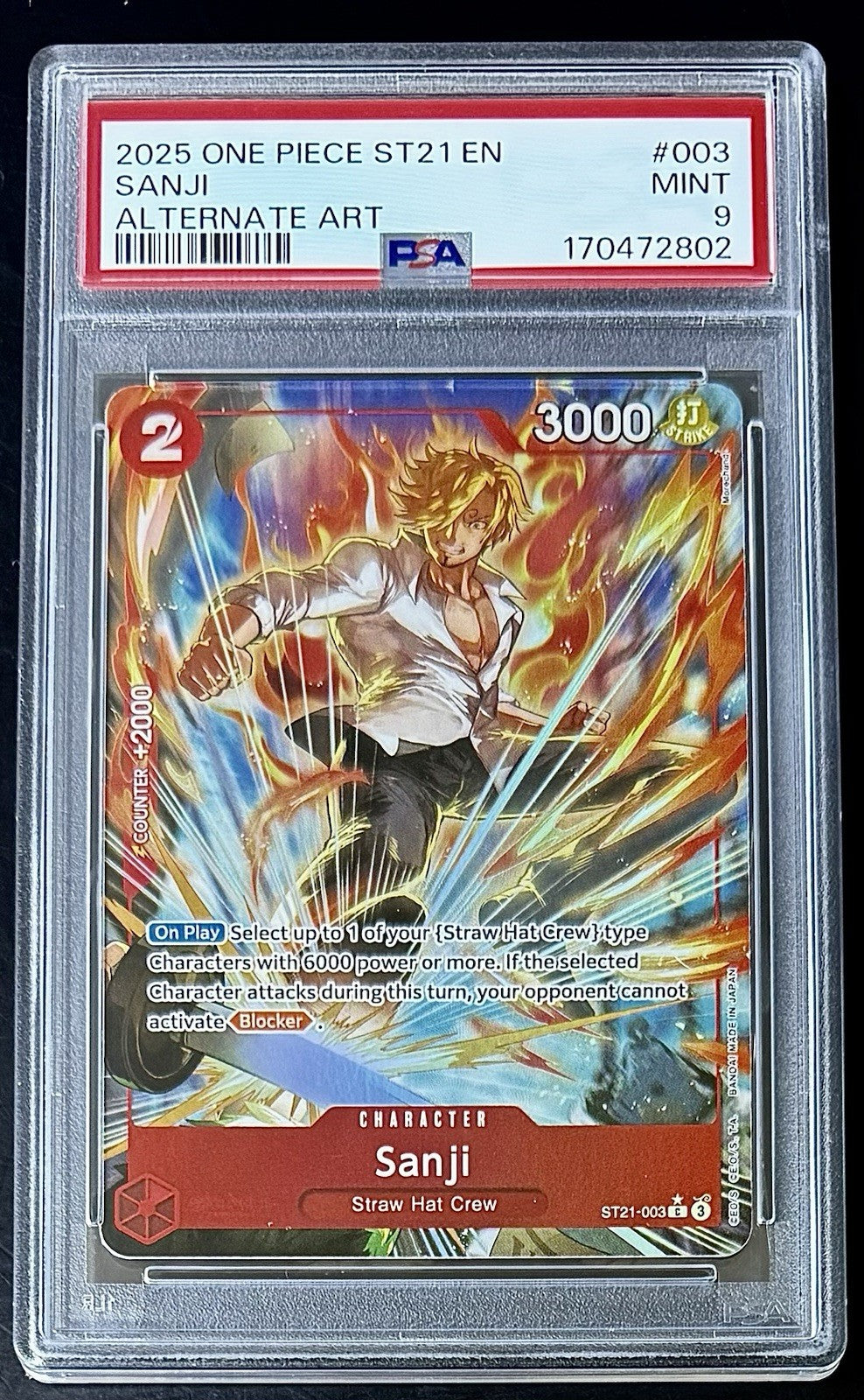 PSA 9 One Piece ST21-003 C* - Sanji - Alt Art - EN - Foil - GEAR5