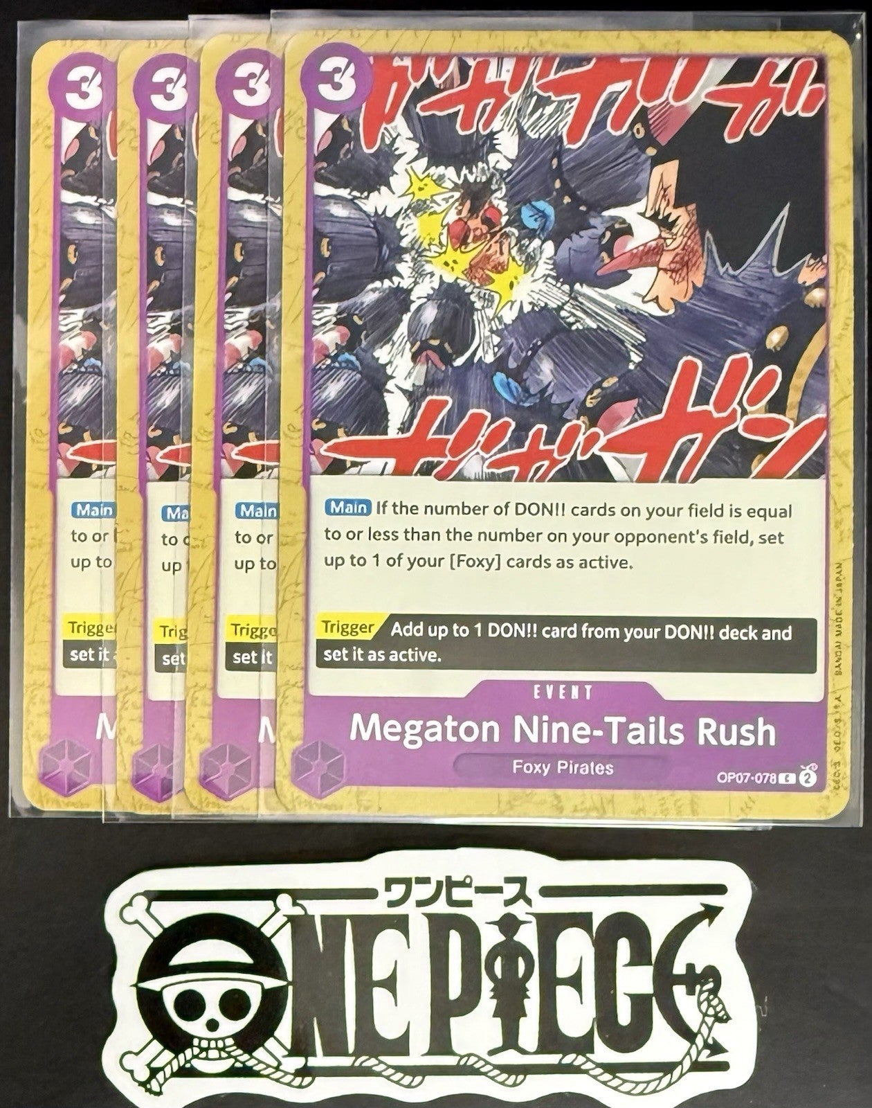 4x One Piece OP07-078 C Megaton Nine-Tails - English - Regular - Play Set - NM/M