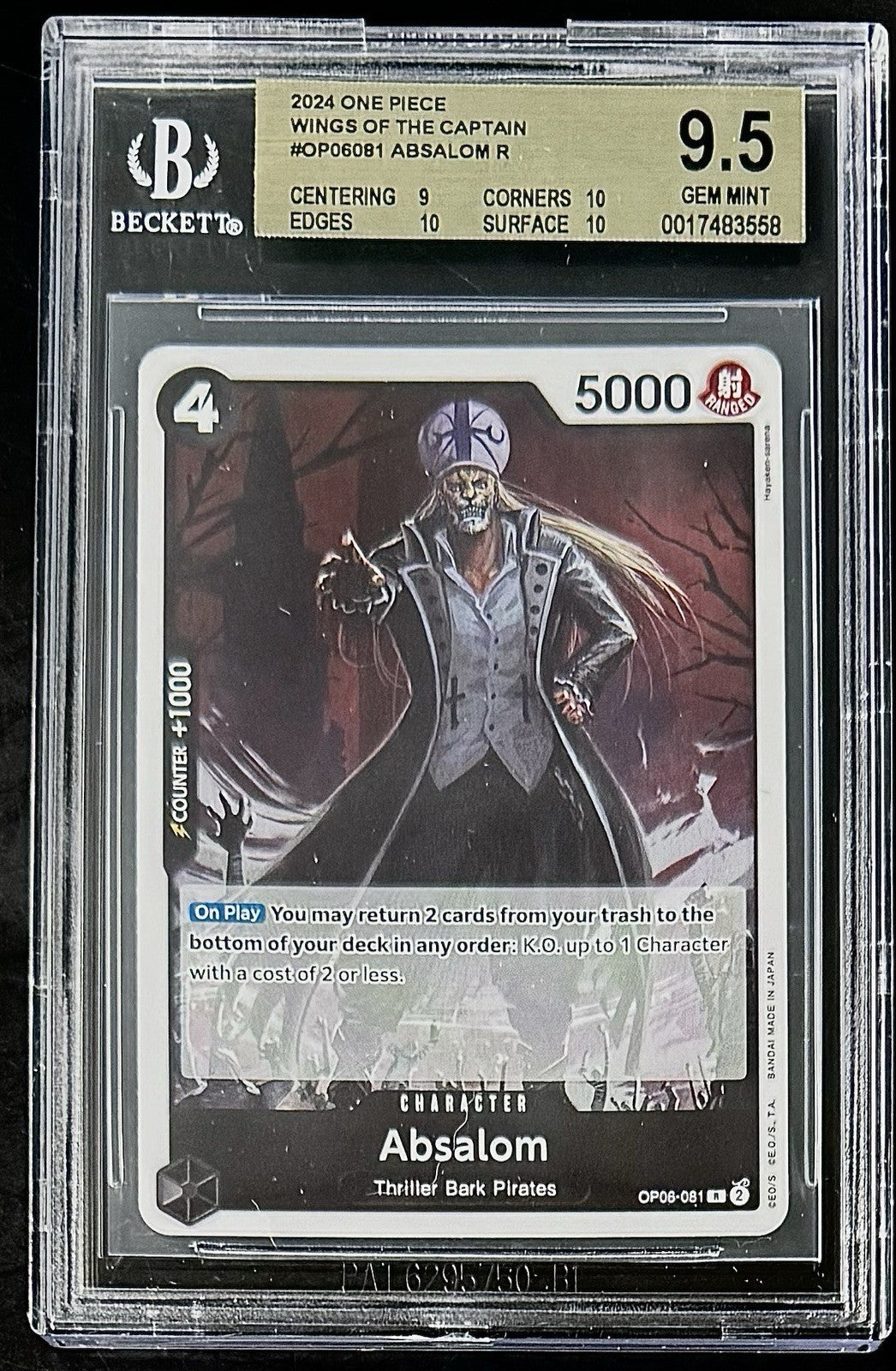 BGS 9.5 One Piece OP06-081 R Absalom - English - Wings of the Captain - Graded