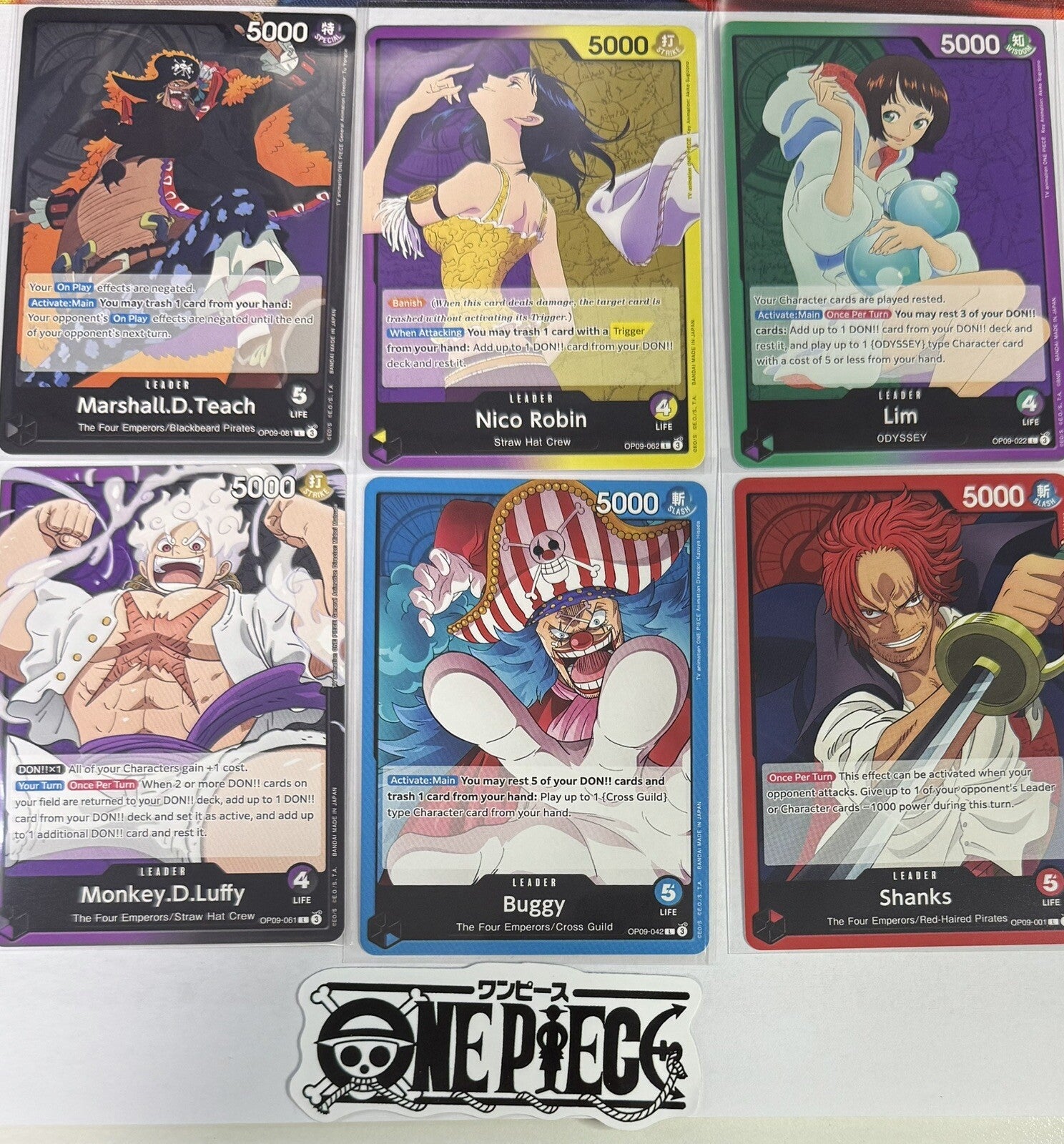 One Piece OP09 All Six Leaders - English - Regular - TCG - NM/M