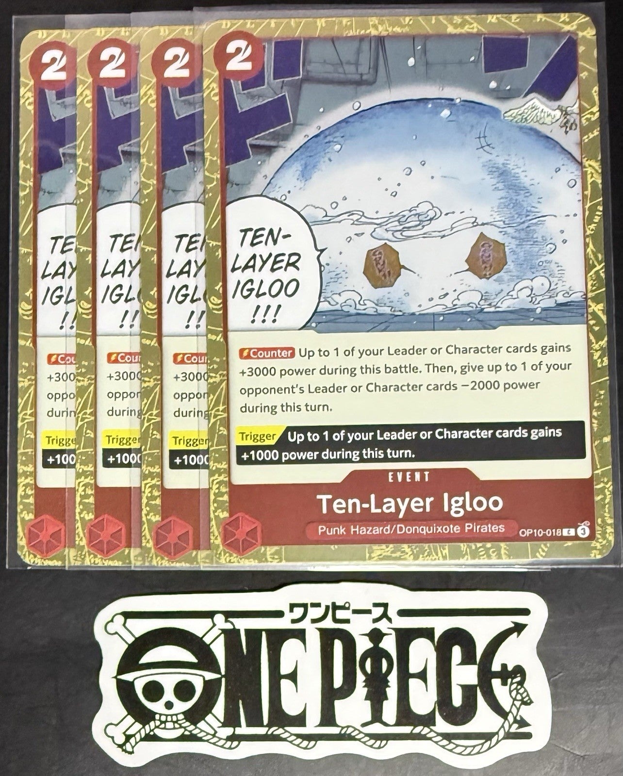 4 x One Piece OP10-018 C Ten-Layer Igloo - English - PRB02 Foil - Playset - NM/M