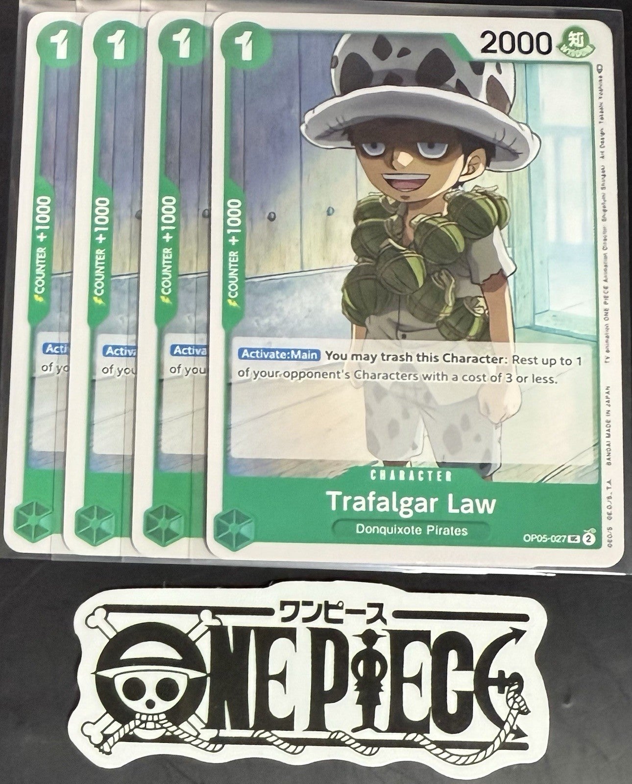 4x One Piece OP05-027 UC Trafalgar Law - English - Regular - Play Set - NM/M