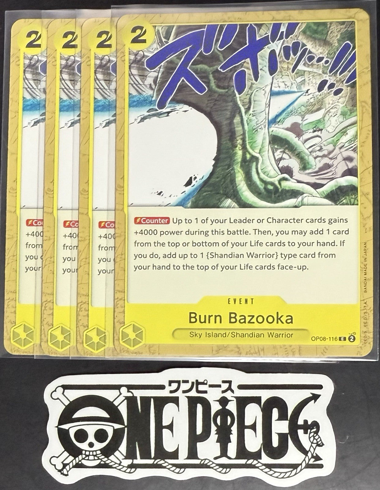 4x One Piece OP08-116 C Burn Bazooka - ENG - Regular - Play Set - TCG - NM/M