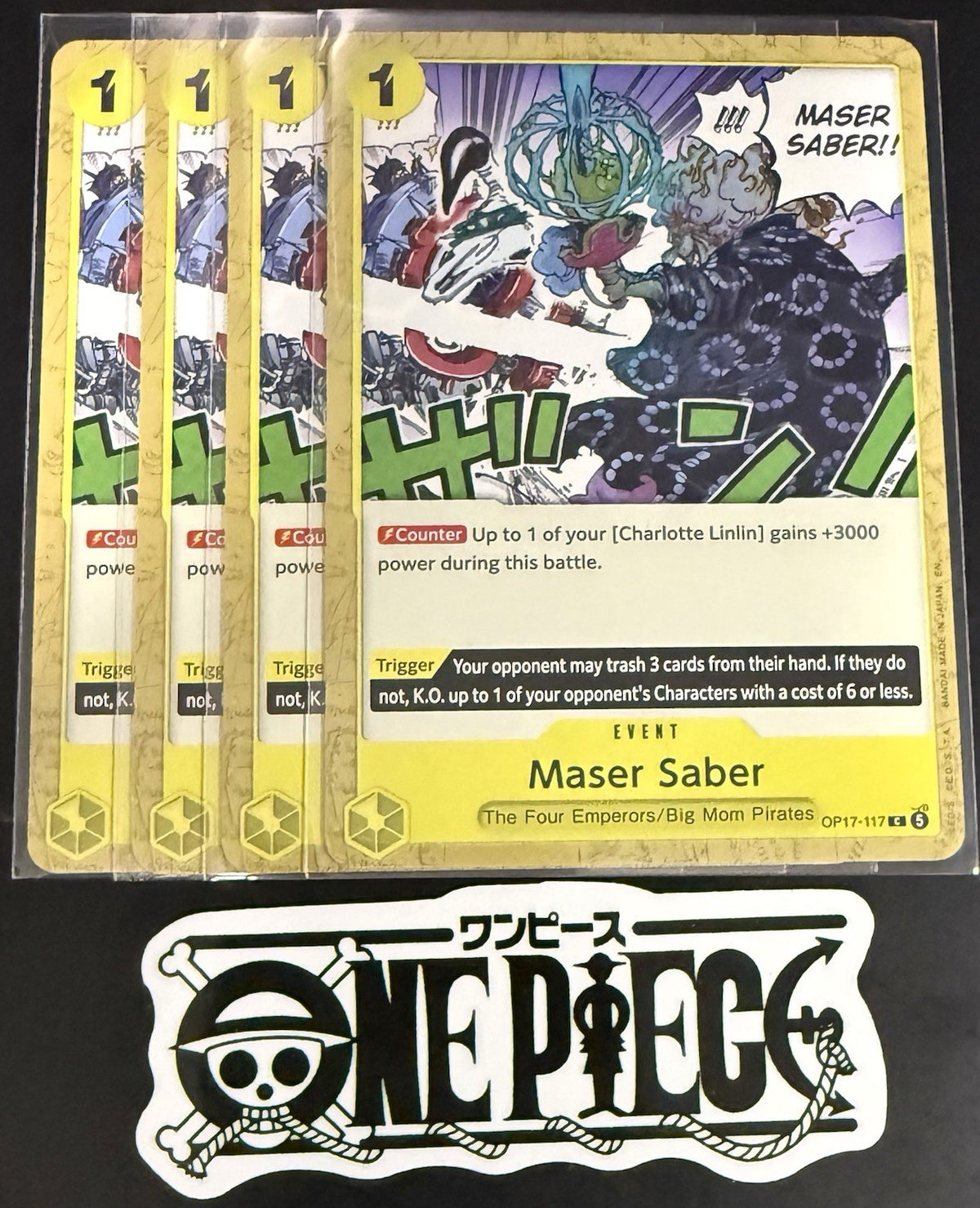 4x One Piece OP17-117 C - Maser Saber - EN - Regular - Play Set - TCG - NM/M