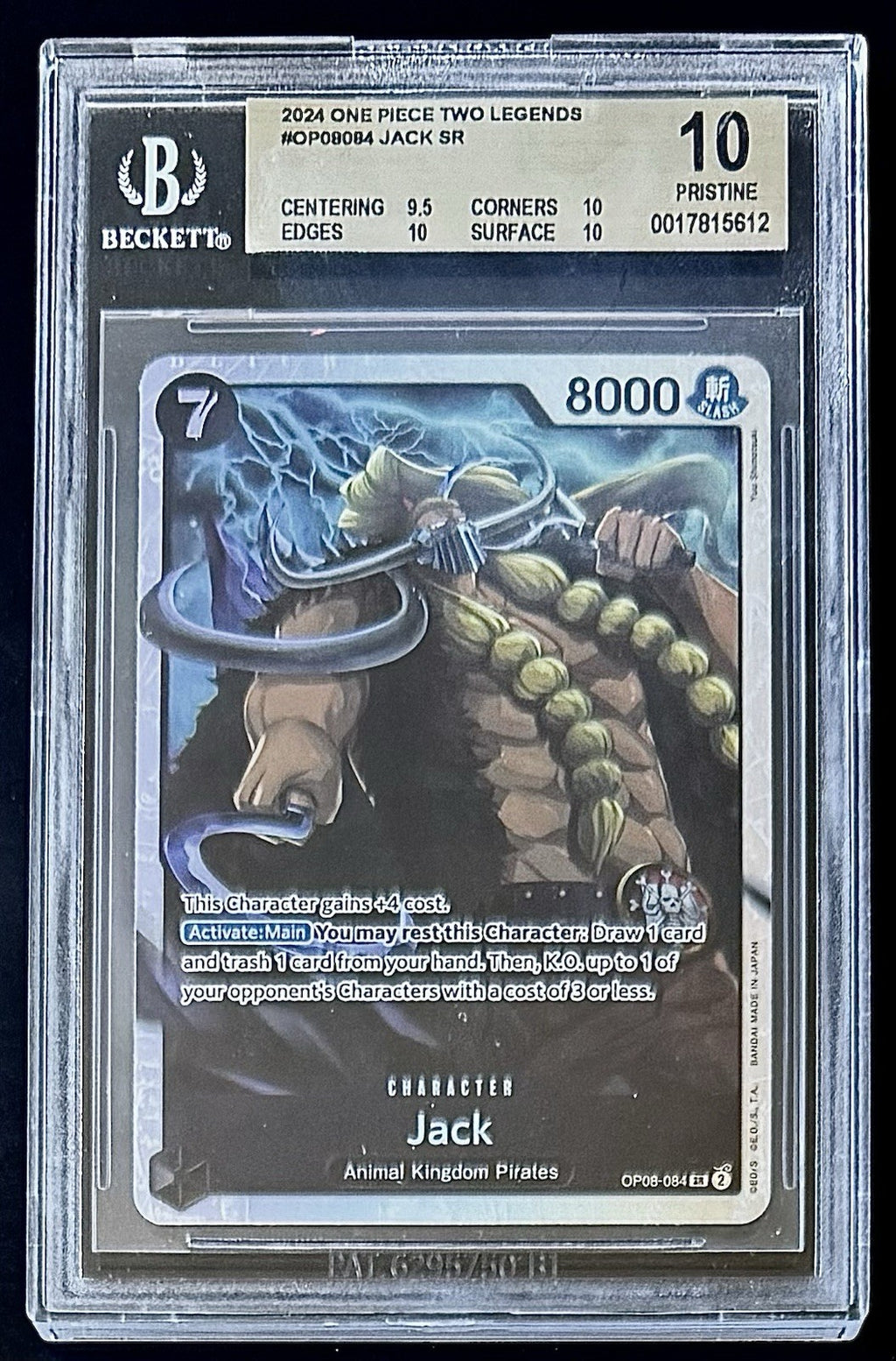 BGS 10 One Piece OP08-084 SR - Jack - English - Two Legends - Foil - Graded