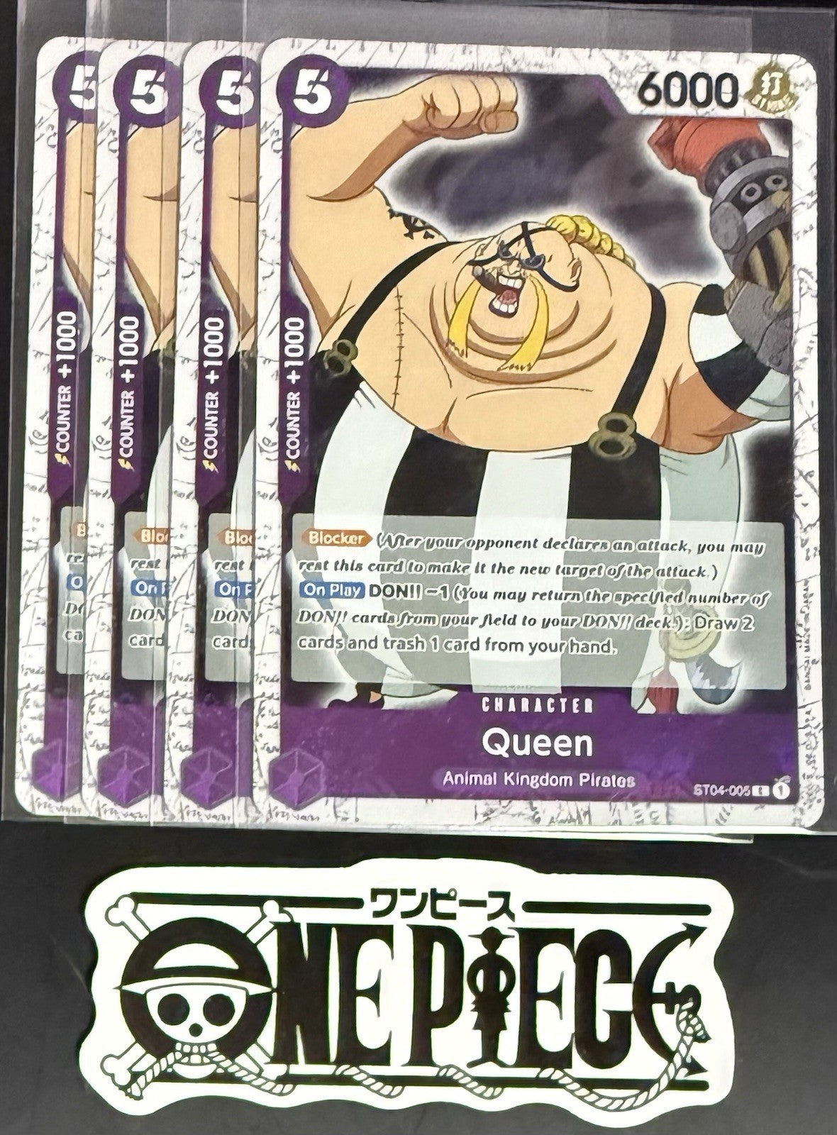 4x One Piece ST04-005 C Queen - English - Flag Foil - Playset - TCG - NM/M
