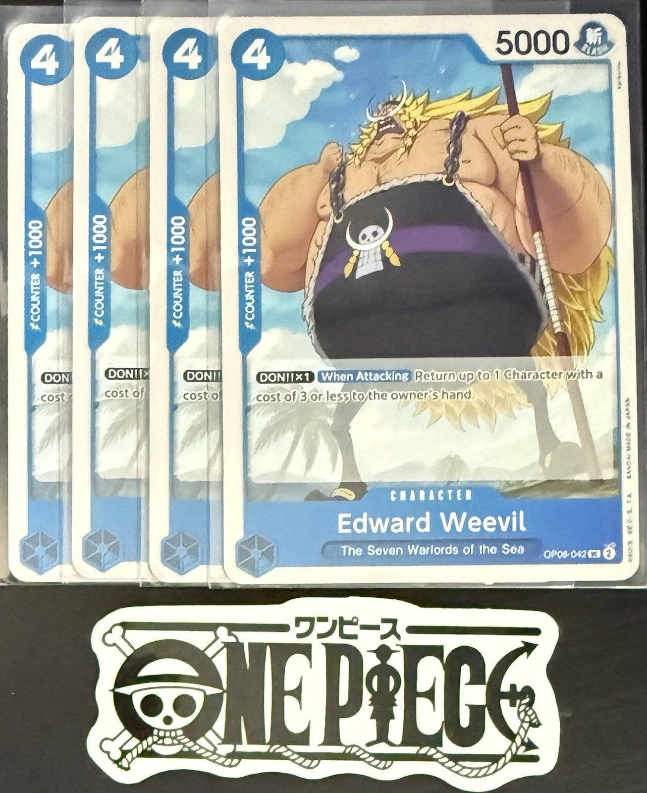 4x One Piece OP08-042 UC Edward Weevil - ENG - Regular - Play Set - TCG - NM/M