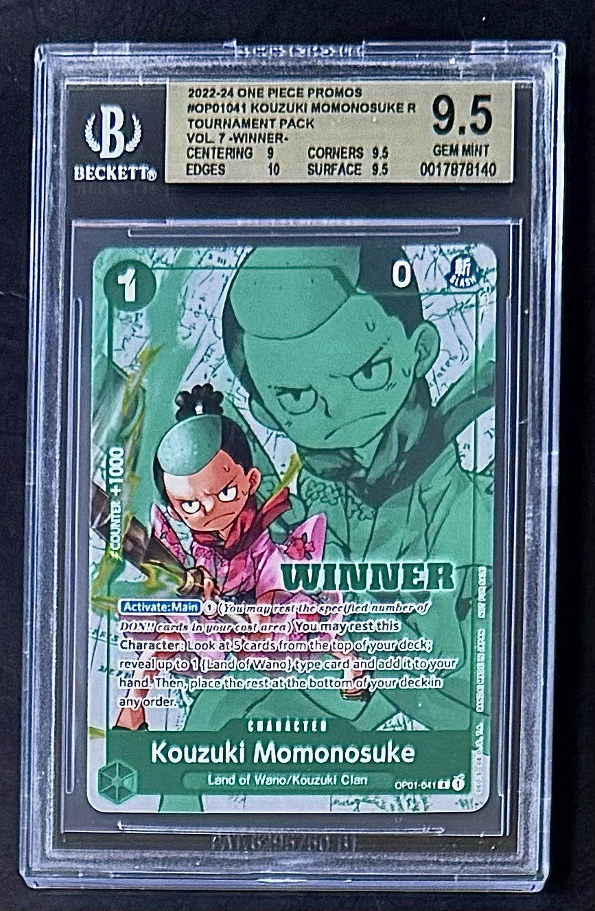BGS 9.5 One Piece OP01-041 R Kouzuki Momonosuke Winner - English - Foil - Graded