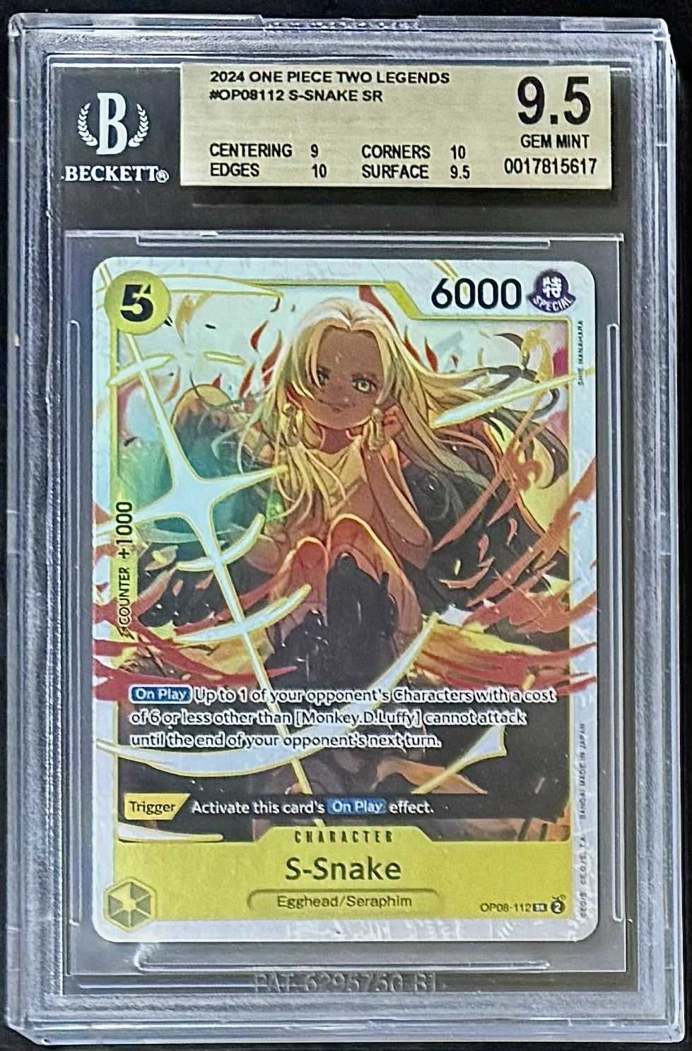 BGS 9.5 One Piece OP08-112 SR - S-Snake - English - Two Legends - Foil
