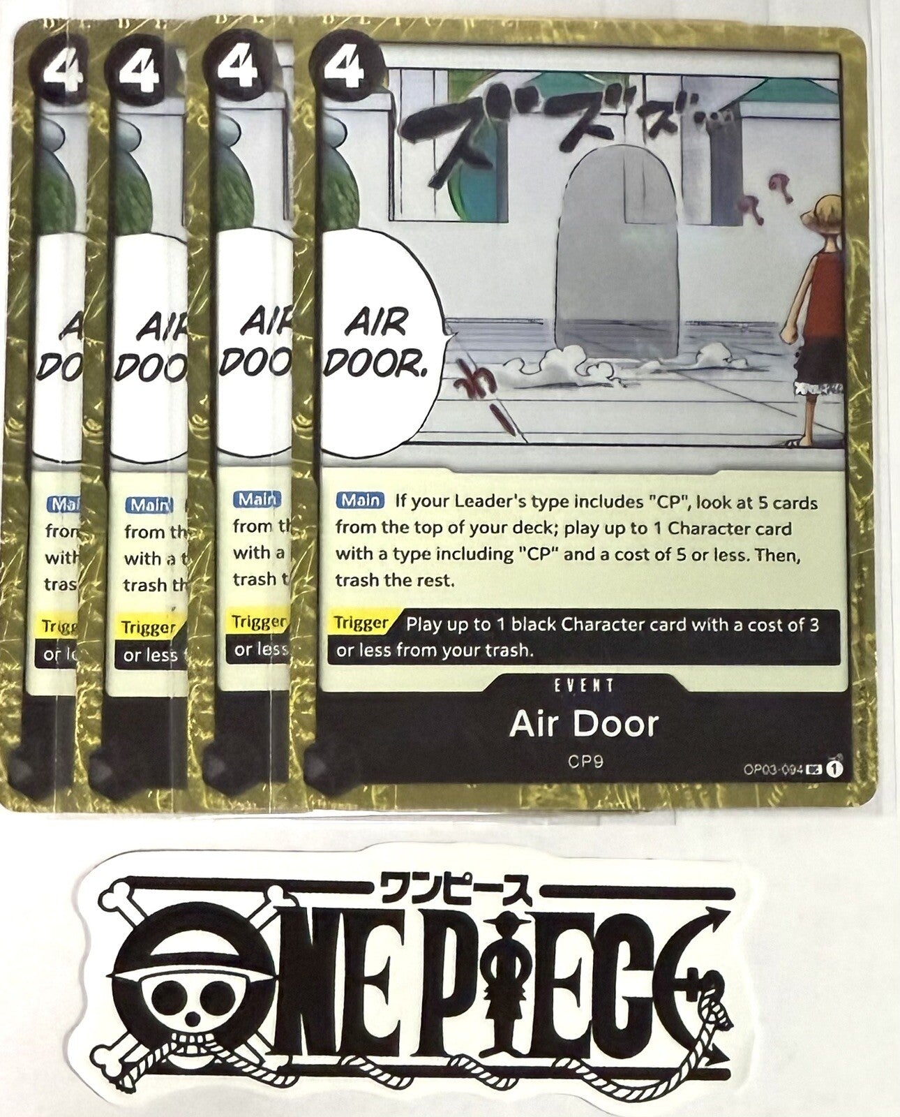 4x One Piece OP03-094 UC Air Door - Flag Foil - English - Playset - TCG - NM/M