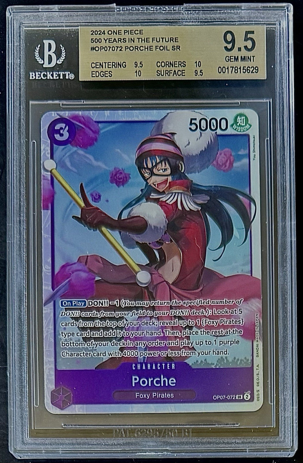 BGS 9.5 One Piece OP07-072 SR Porche - English - 500 Years in the Future- Graded