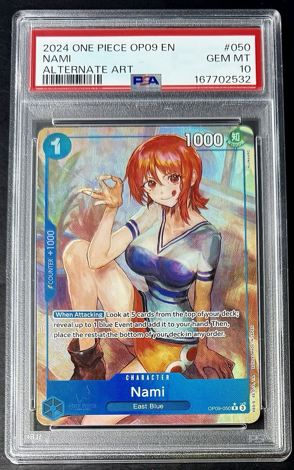 PSA 10 One Piece OP09-050 R* - Nami - Alt Art - EN - Emperors of the New World