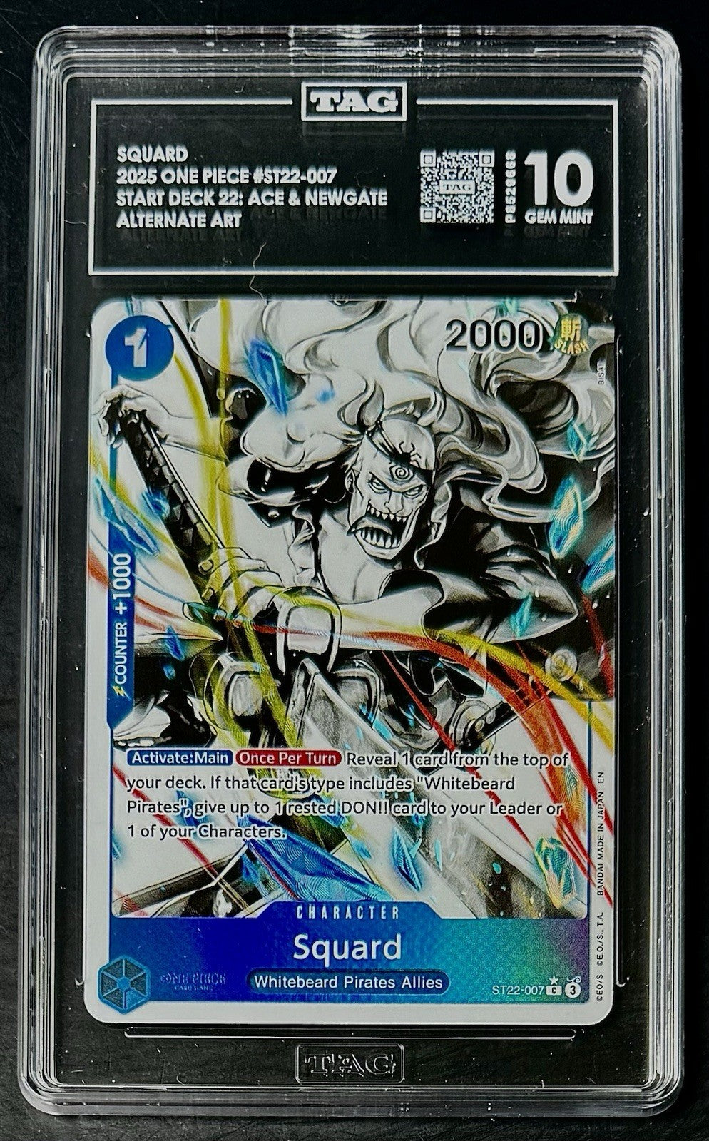 TAG 10 One Piece ST22-007 C* Squard -Alt Art- EN - Foil - Ace & Newgate - Graded
