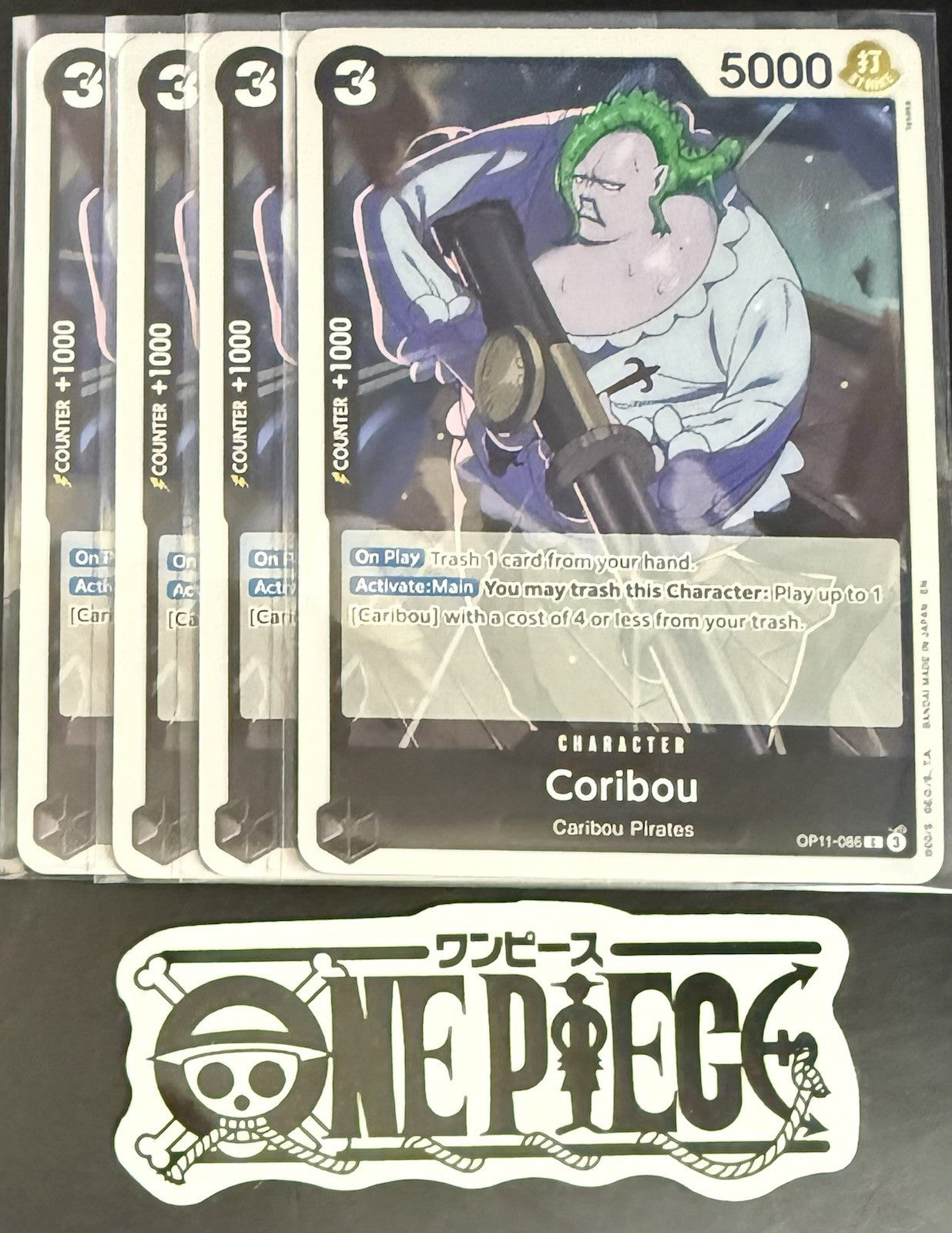 4 x One Piece OP11-086 C Coribou - ENG - Regular - Playset - TCG - NM/M