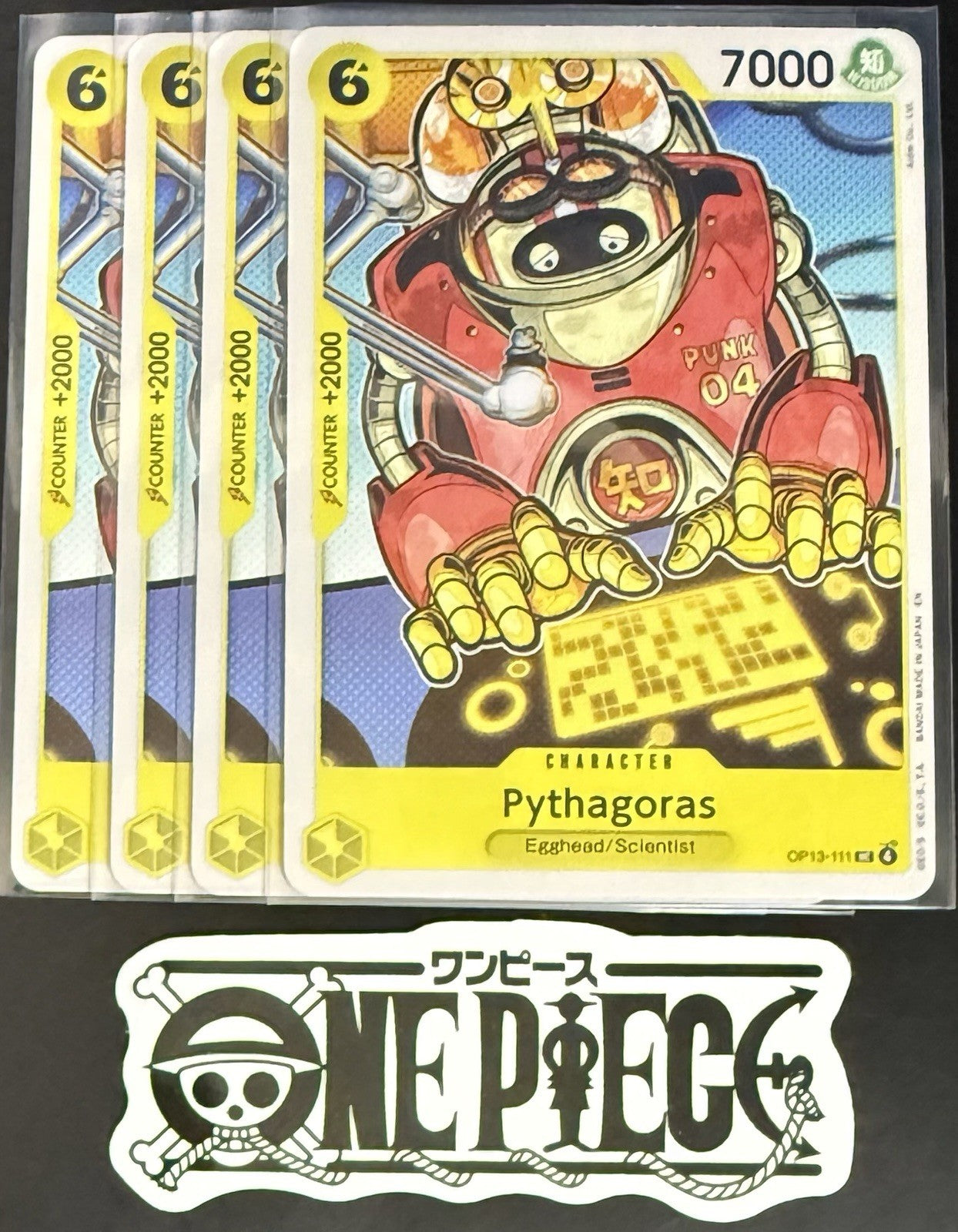 4x One Piece OP13-111 UC Pythagoras - ENG - Regular - Playset - TCG - NM/M