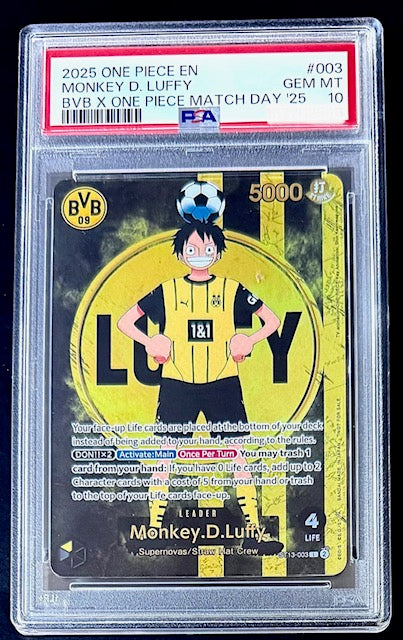 PSA 10 One Piece ST13-003 L Monkey.D.Luffy BVB Dortmund - EN - Foil - Graded