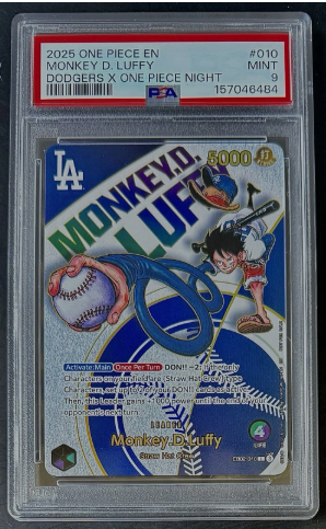 PSA 9 One Piece EB02-010 L - Monkey.D.Luffy - Dodgers X Promo - EN - Foil Sample