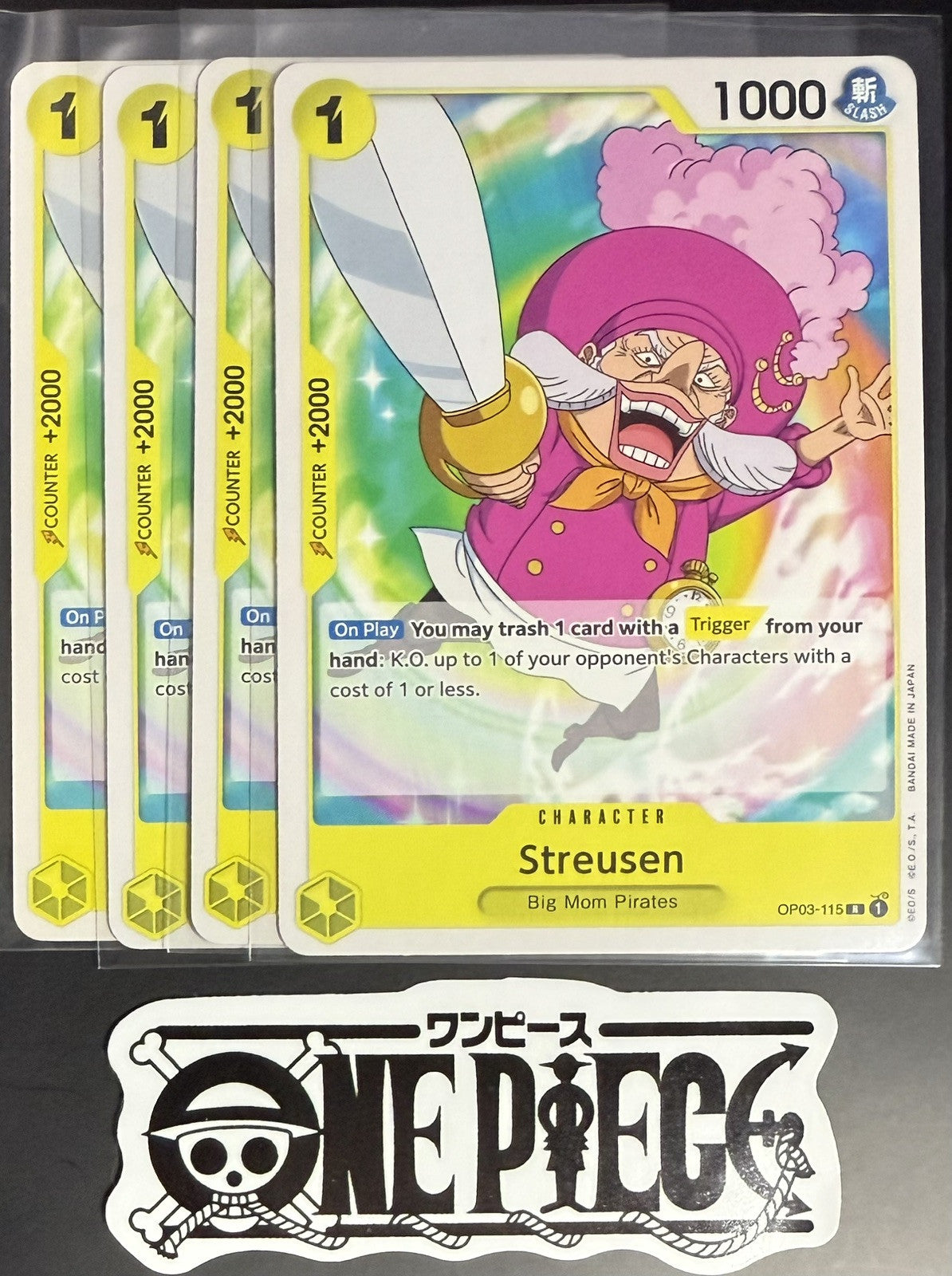 4x One Piece OP03-115 R Streusen - English - Playset - TCG - NM/M