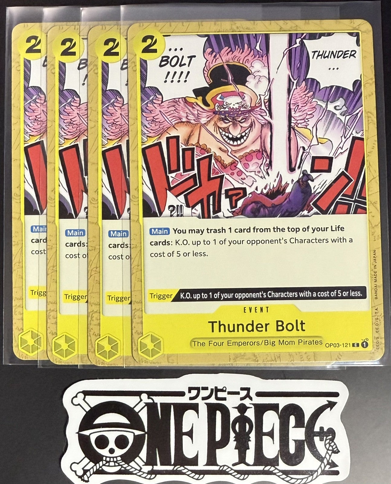 4x One Piece OP03-121 C Thunder Bolt - English - Regular - Playset - TCG - NM/M
