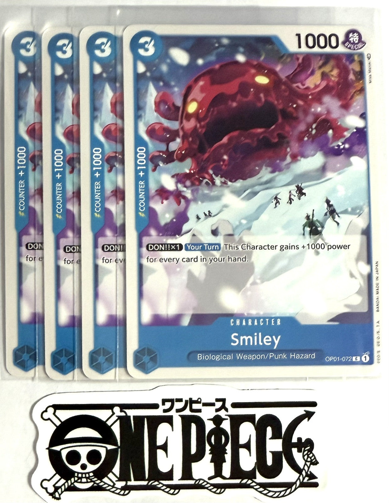 4x One Piece OP01-072 C Smiley - English - Regular - Playset - TCG - NM/M