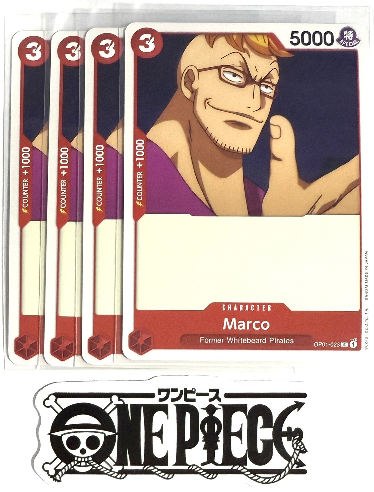 4x One Piece OP01-023 C Marco - English - Regular - Playset - TCG - NM/M