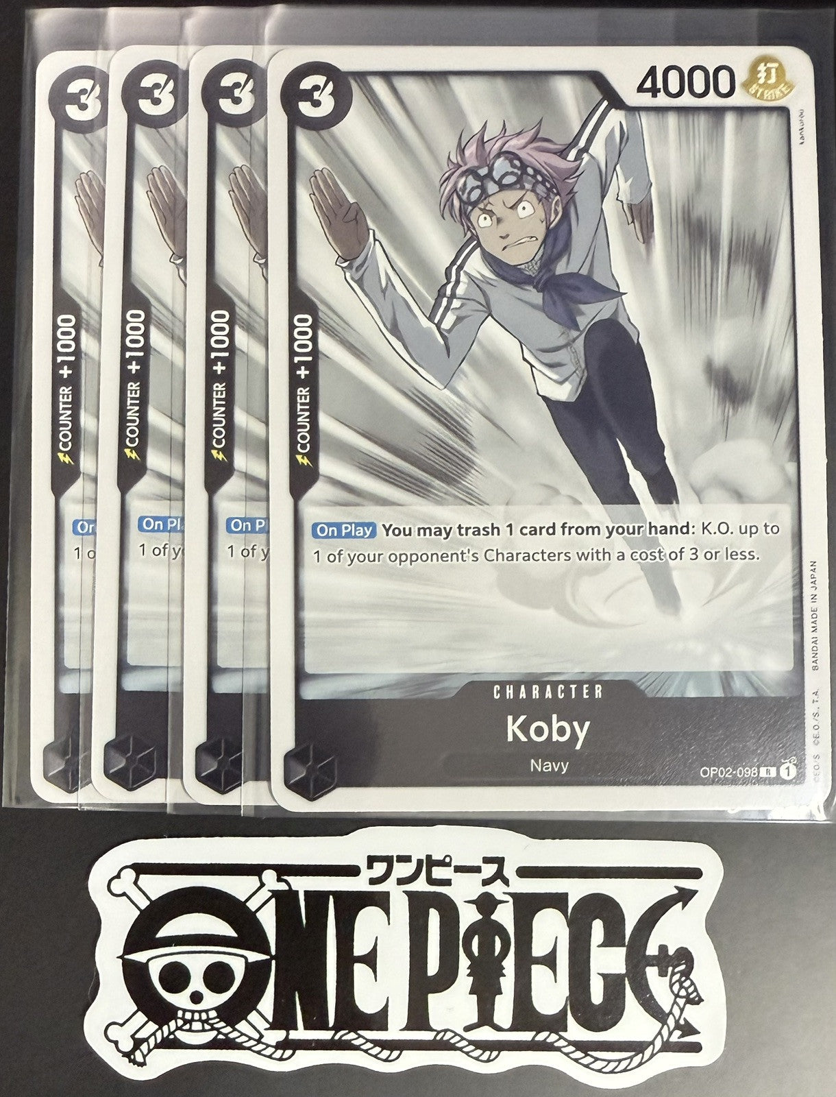 4x One Piece OP02-098 R Koby - English - Playset - Regular - TCG - NM/M