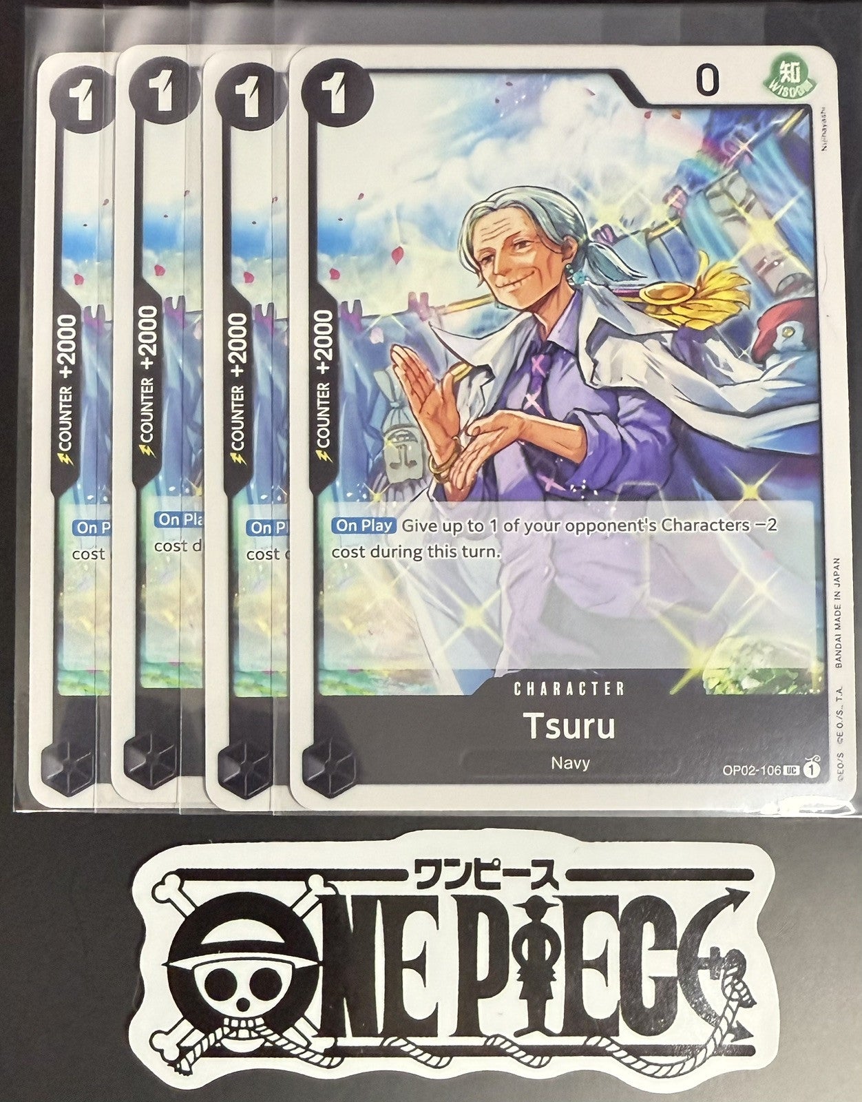 4x One Piece OP02-106 UC Tsuru - English - Playset - Regular - TCG - NM/M