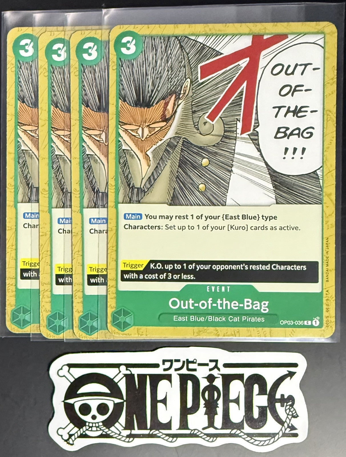 4x One Piece OP03-036 C Out-Of-The-Bag- English - Regular - Playset - TCG - NM/M