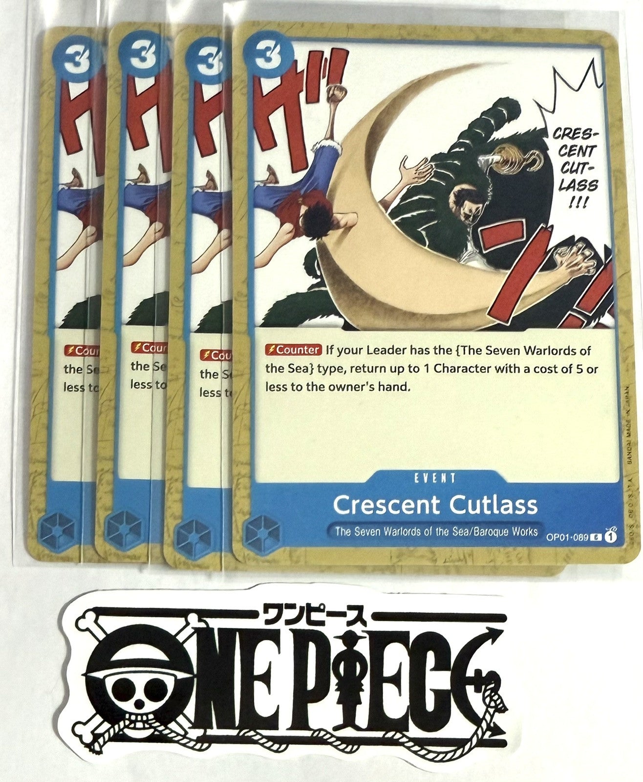 4x One Piece OP01-089 C Crescent Cutlass - English - Regular - Playset -TCG-NM/M