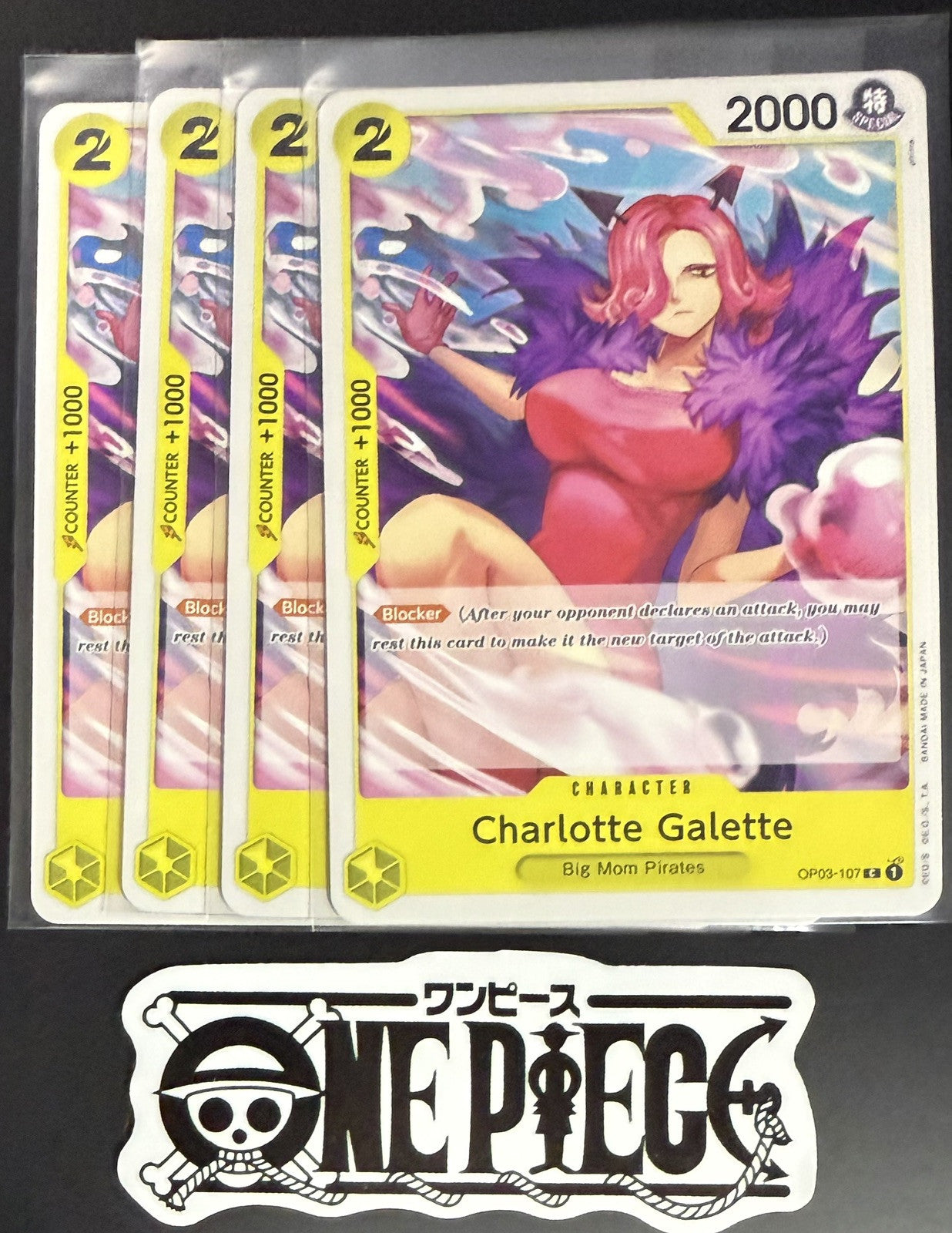 4x One Piece OP03-107 C Charlotte Galette - English - Regular - Playset-TCG-NM/M