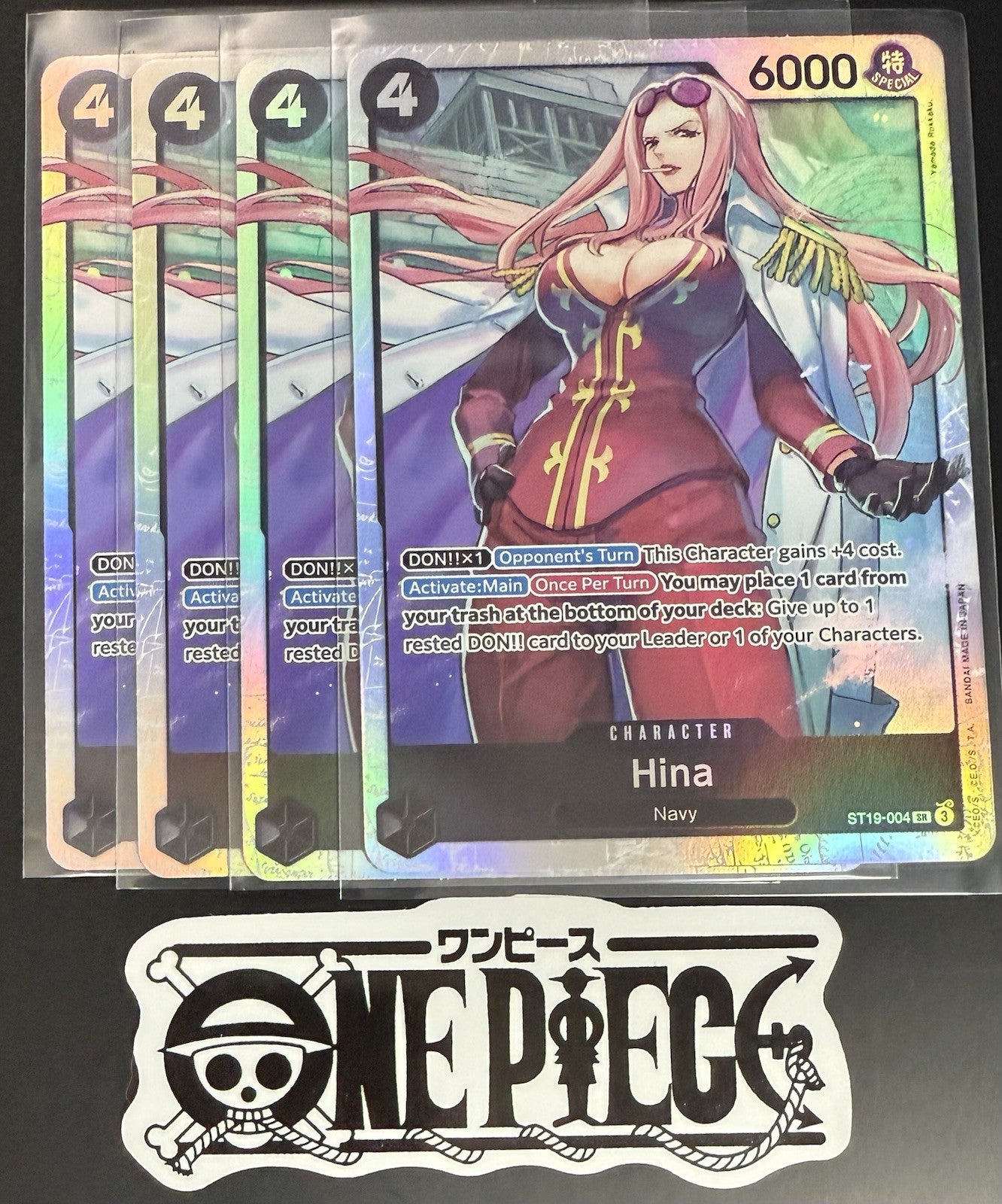 4x One Piece ST19-004 SR  Hina - English - Foil - Playset - TCG - NM/M