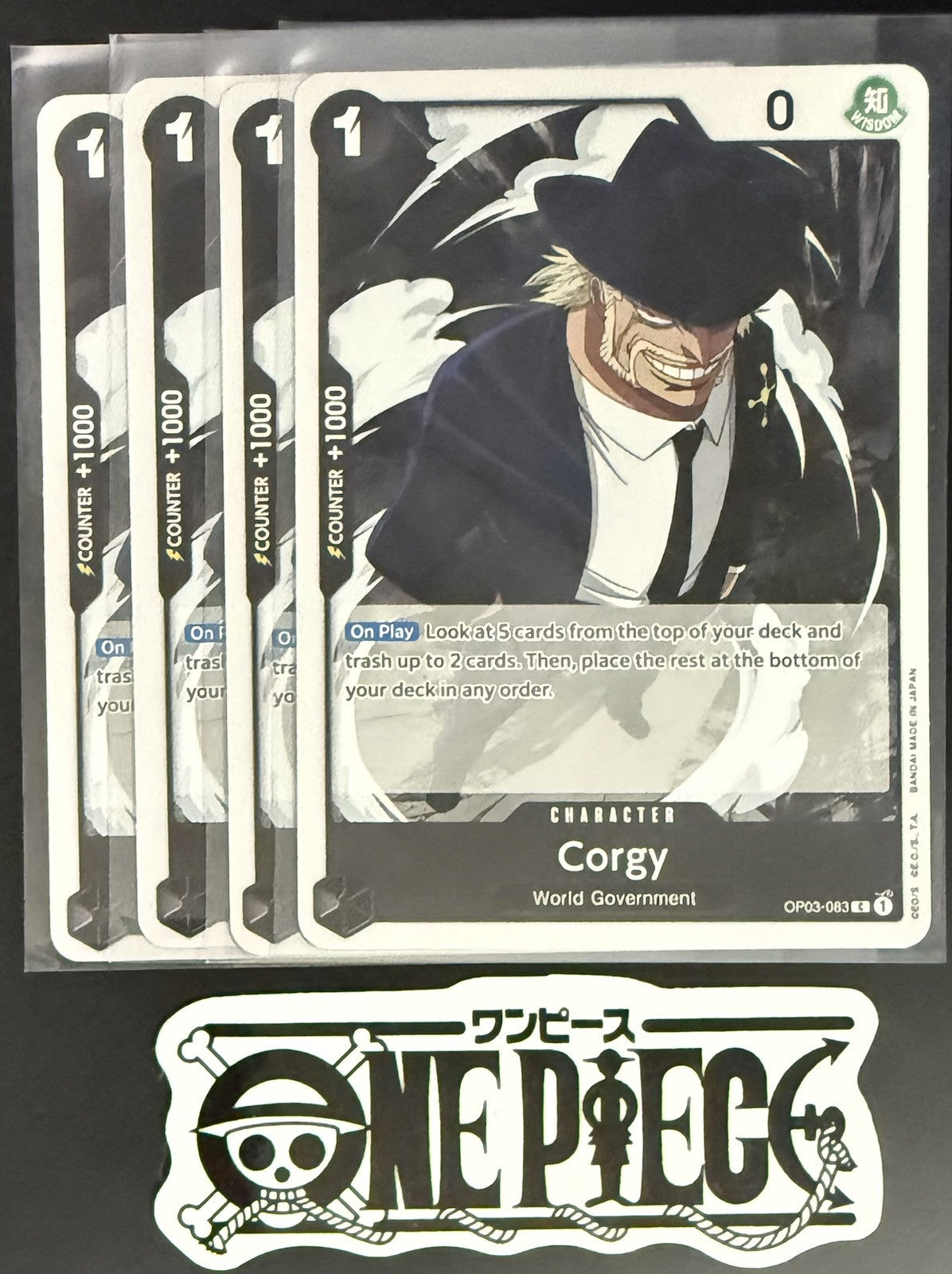 4x One Piece OP03-083 C Corgy - English - Regular - Playset - TCG - NM/M