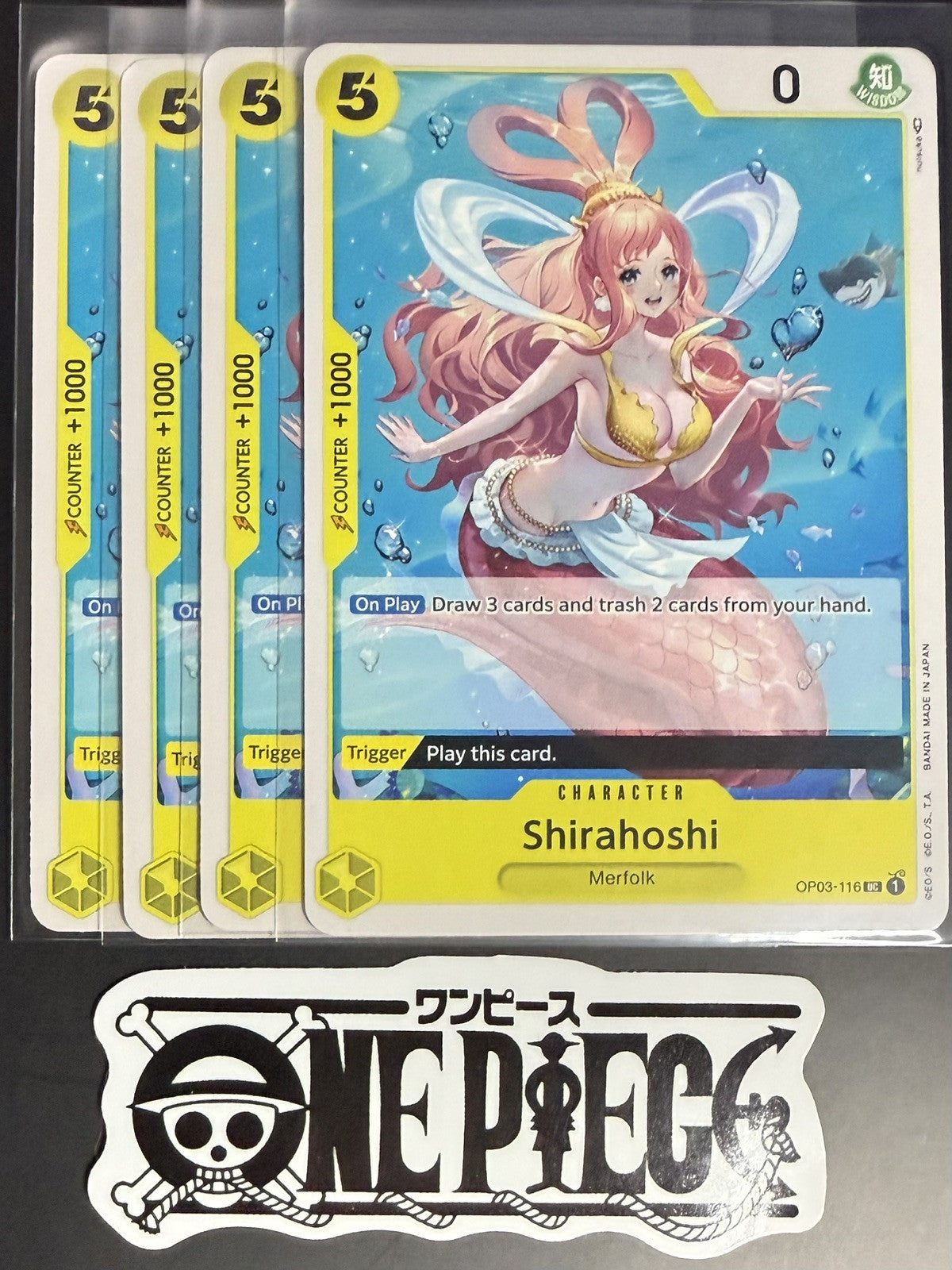 4x One Piece OP03-116 UC Shirahoshi - English - Regular - Playset - TCG - NM/M
