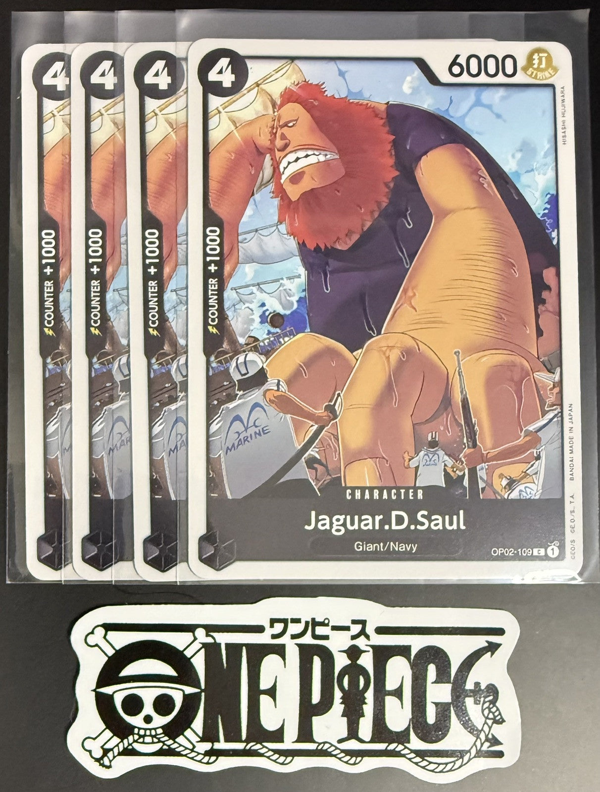 4x One Piece OP02-109 C Jaguar.D.Saul - English - Playset - Regular - TCG - NM/M