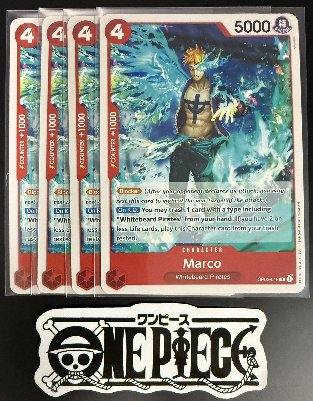 4x One Piece OP02-018 R Marco - English - Playset - Regular - TCG - NM/M