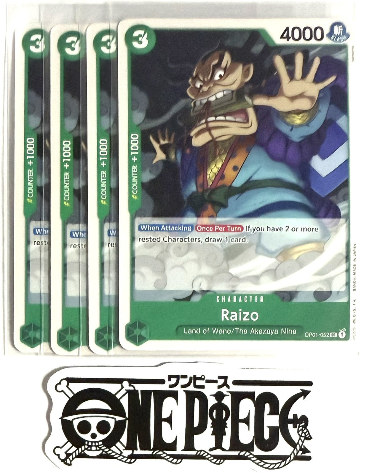 4x One Piece OP01-052 UC Raizo - English - Regular - Playset - TCG - NM/M