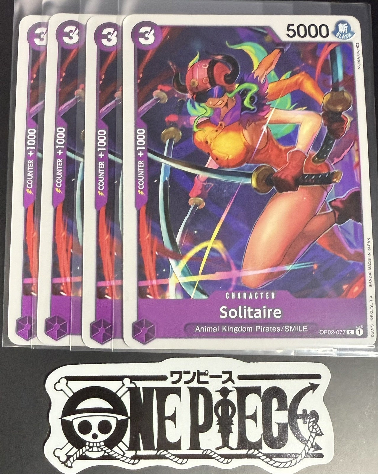 4x One Piece OP02-077 C Solitaire - English - Playset - Regular - TCG - NM/M