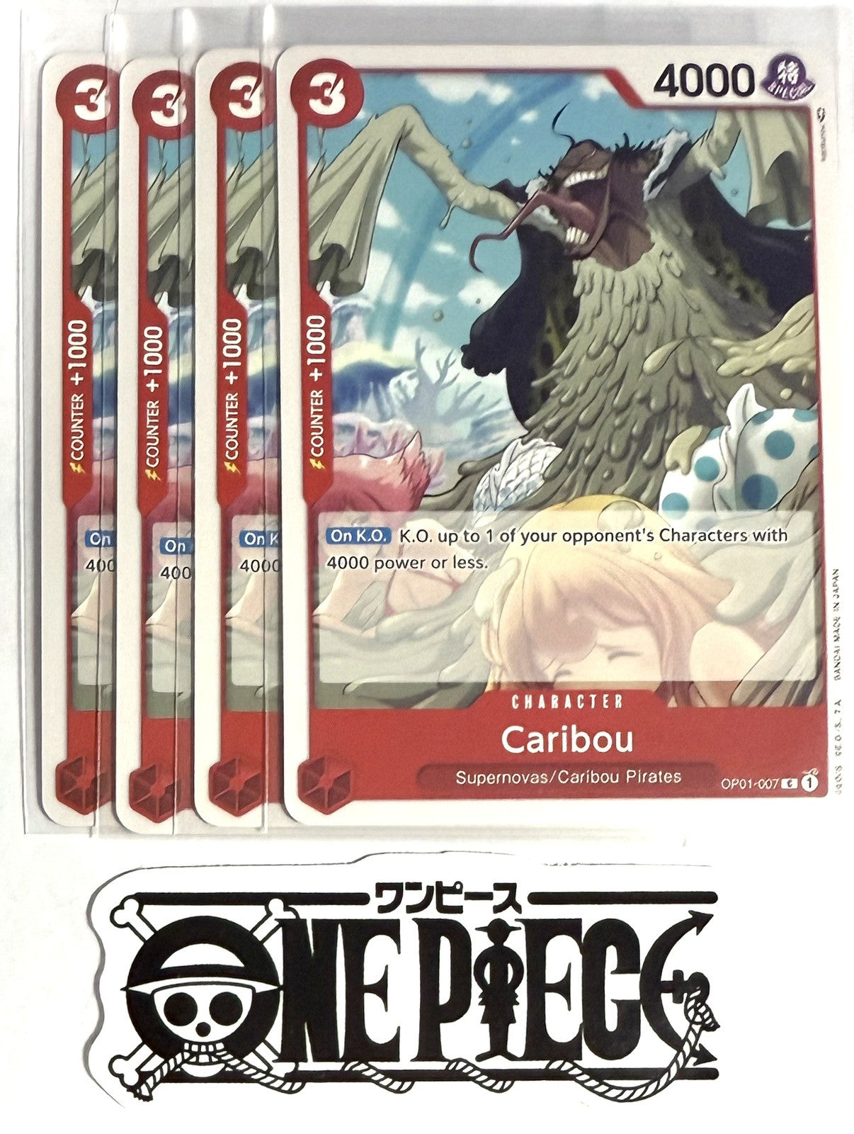 4x One Piece OP01-007 C Caribou - English - Regular - Playset - TCG - NM/M